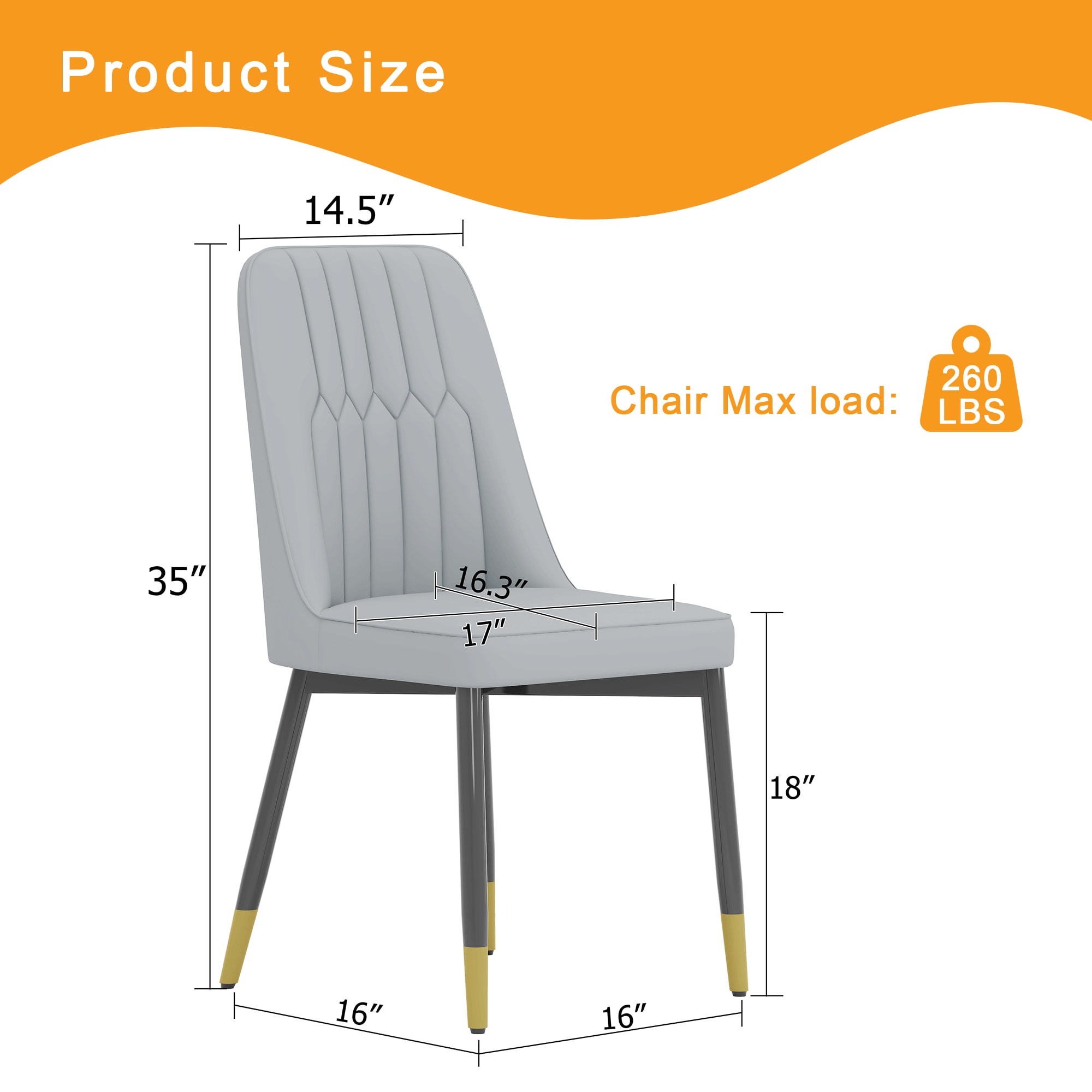 Elegant Dining Chairs Set of Two - piece Dining Chairs, Ideal for Multiple Scenarios.Suitable for various places such as dining rooms, kitchens, living rooms, and offices.Light Gray PU ,Set of 2. Elegant Dining Chairs Set of Two - piece Dining Chairs, Ideal for Multiple Scenarios.Suitable for various places such as dining rooms, kitchens, living rooms, and offices.Light Gray PU ,Set of 2.