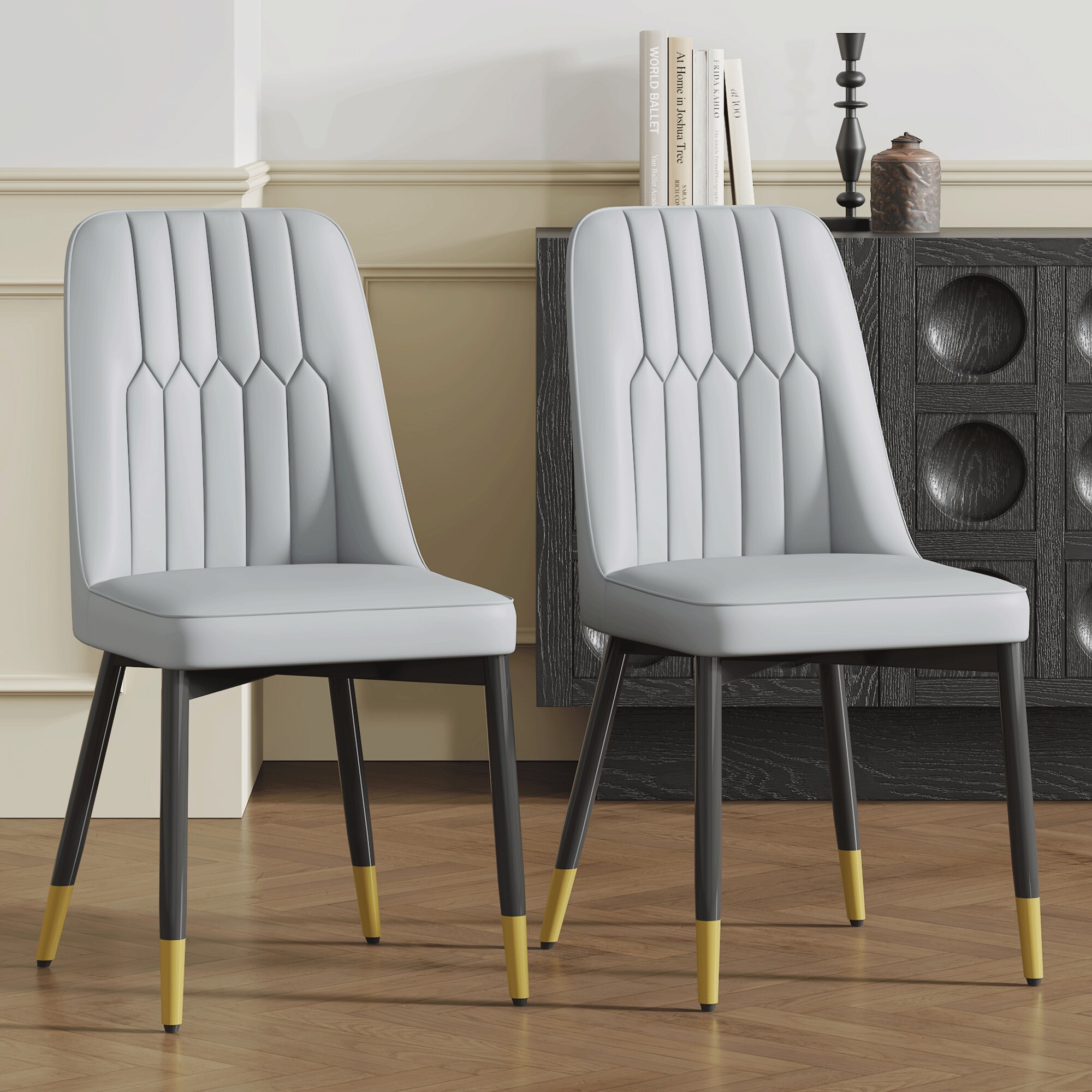 Elegant Dining Chairs Set of Two - piece Dining Chairs, Ideal for Multiple Scenarios.Suitable for various places such as dining rooms, kitchens, living rooms, and offices.Light Gray PU ,Set of 2. Elegant Dining Chairs Set of Two - piece Dining Chairs, Ideal for Multiple Scenarios.Suitable for various places such as dining rooms, kitchens, living rooms, and offices.Light Gray PU ,Set of 2.