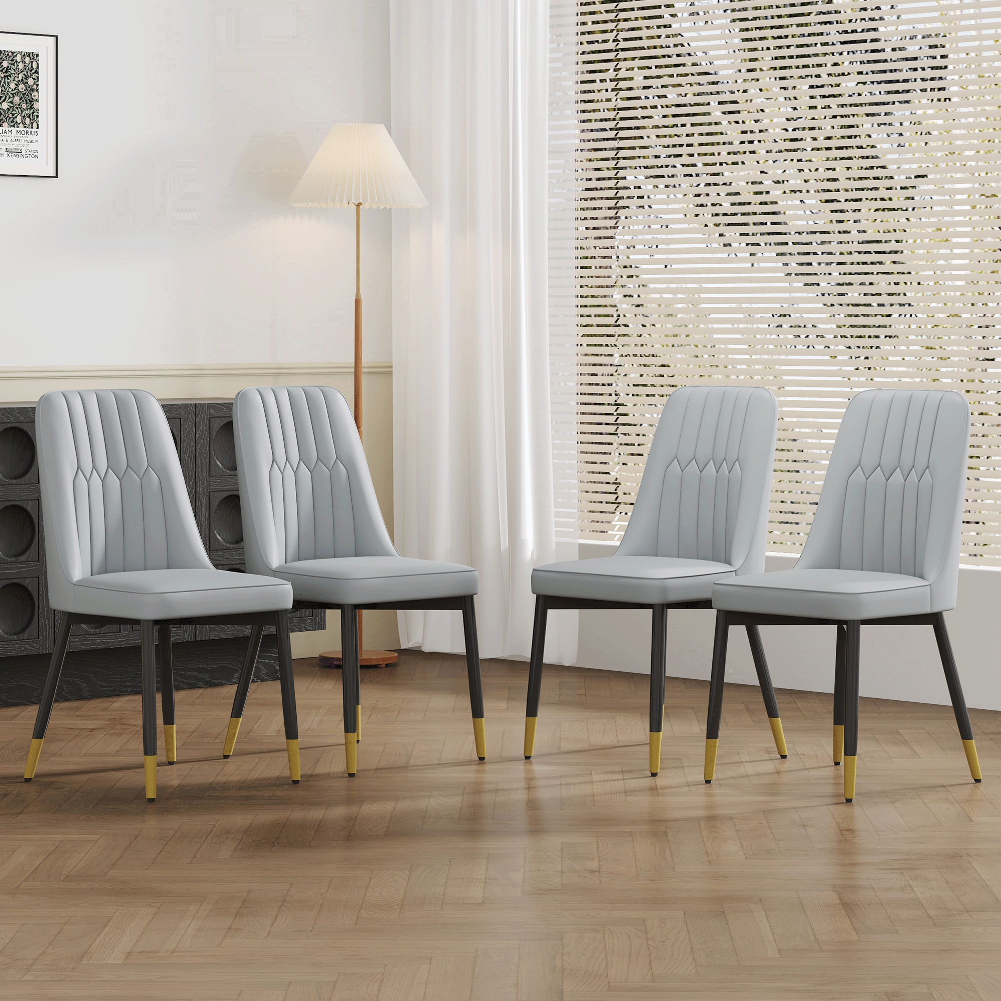 Elegant Dining Chairs Set of Four - piece Dining Chairs, Ideal for Multiple Scenarios.Suitable for various places such as dining rooms, kitchens, living rooms, and offices.LIght Gray PU,Set of 4. Elegant Dining Chairs Set of Four - piece Dining Chairs, Ideal for Multiple Scenarios.Suitable for various places such as dining rooms, kitchens, living rooms, and offices.LIght Gray PU,Set of 4.