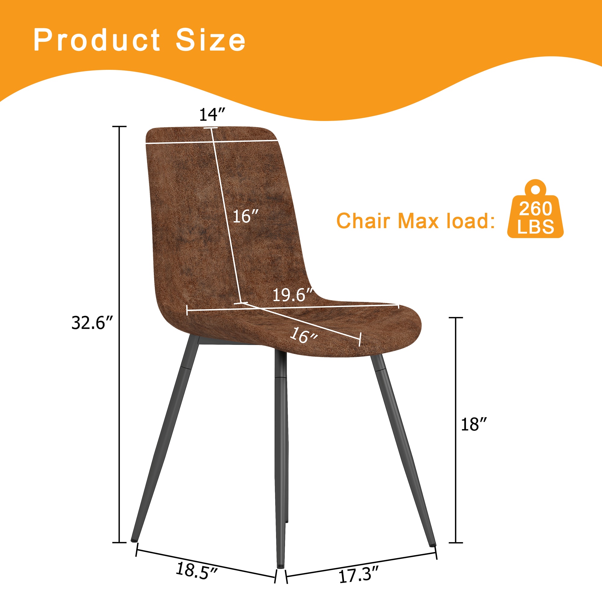 4-Piece Set of Brown Tech Fabric Integrated Dining Chairs .Comfortable & Durable, Stable Support, Unique Design and Black Metal Legs.Wider Seat Cushion and Square Angle Backrest for Extra Comfort. 4-Piece Set of Brown Tech Fabric Integrated Dining Chairs .Comfortable & Durable, Stable Support, Unique Design and Black Metal Legs.Wider Seat Cushion and Square Angle Backrest for Extra Comfort.