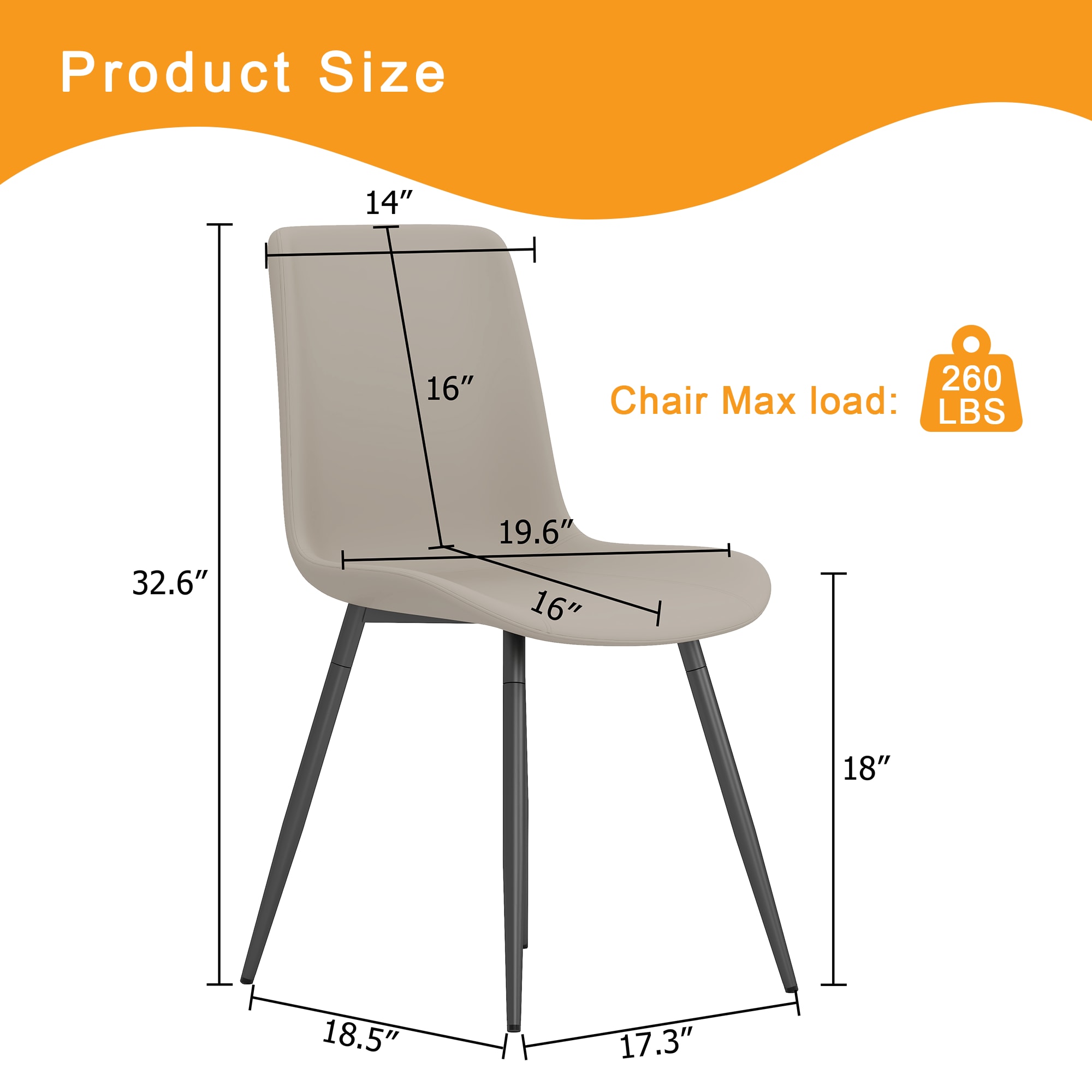 4-piece set of gray PU material dining chairs. Comfortable and durable, stable support, unique design, black metal legs. A wider seat cushion and square backrest provide additional comfort. 4-piece set of gray PU material dining chairs. Comfortable and durable, stable support, unique design, black metal legs. A wider seat cushion and square backrest provide additional comfort.