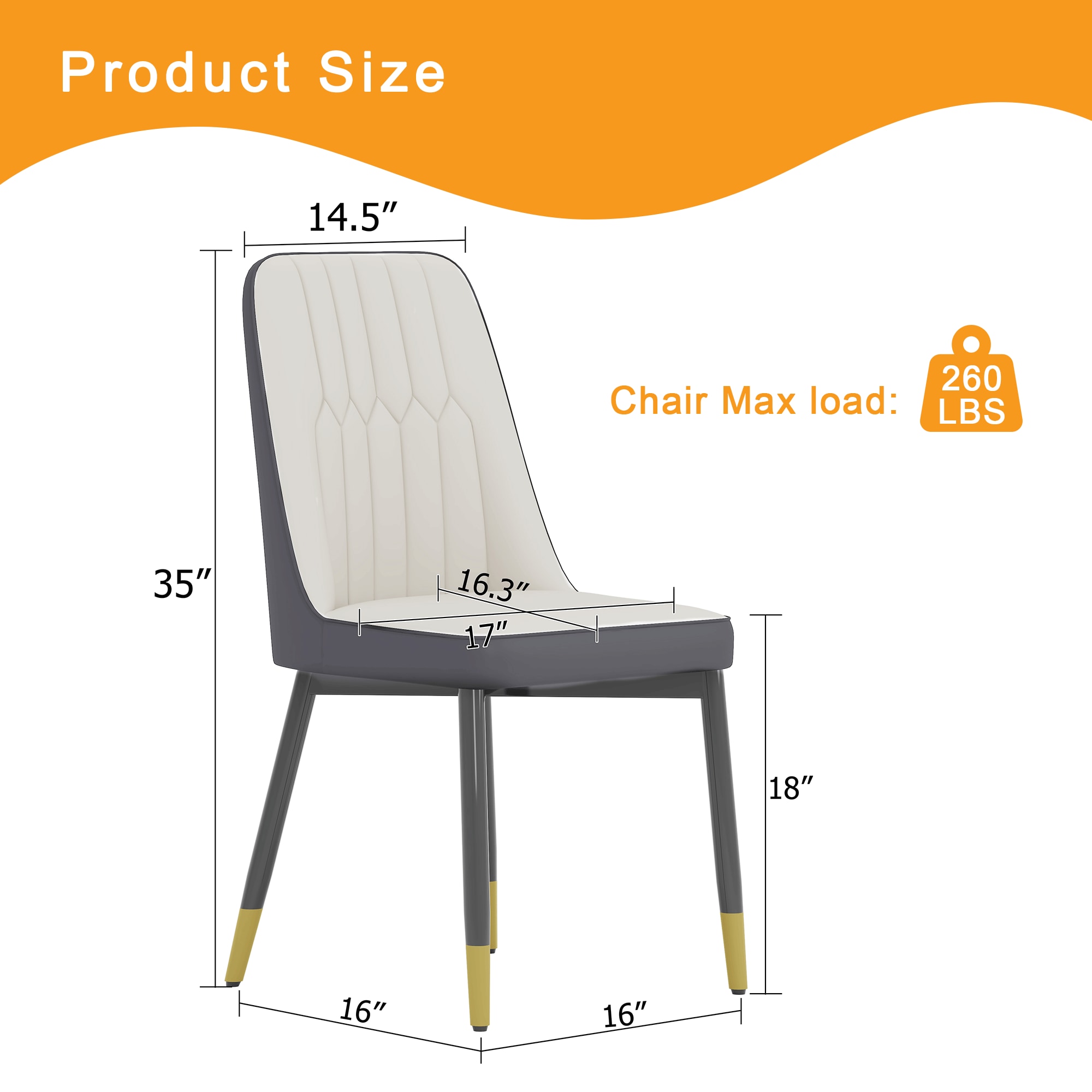 Elegant Dining Chairs Set of Two - piece Dining Chairs.Suitable for various places such as dining rooms, kitchens, living rooms, and offices.White and Dark Gray Splicing Color Chairs,Set of 2. Elegant Dining Chairs Set of Two - piece Dining Chairs.Suitable for various places such as dining rooms, kitchens, living rooms, and offices.White and Dark Gray Splicing Color Chairs,Set of 2.