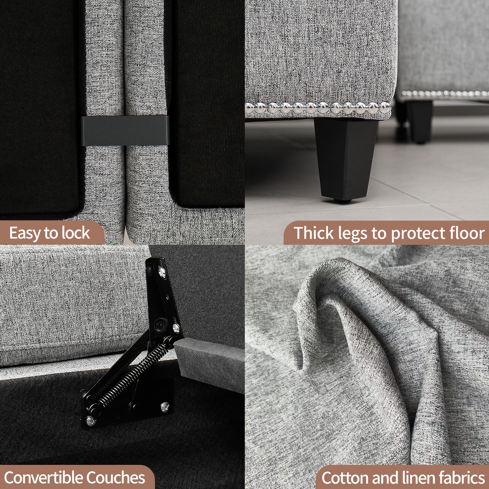 Convertible Sectional Sofa with Storage Seat 6 Seat Sofa with Reversible Chaise U Shaped Sectional Couch for Living Room,Light Grey Convertible Sectional Sofa with Storage Seat 6 Seat Sofa with Reversible Chaise U Shaped Sectional Couch for Living Room,Light Grey