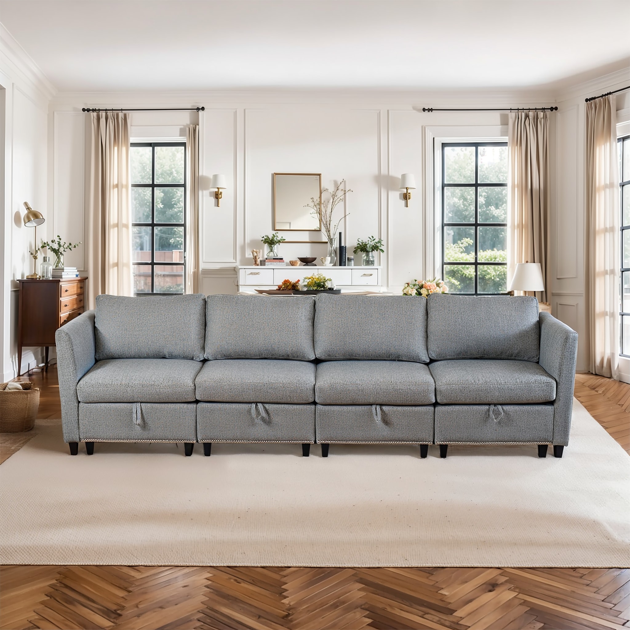 Convertible Sectional Sofa with Storage Seat 6 Seat Sofa with Reversible Chaise U Shaped Sectional Couch for Living Room,Light Grey Convertible Sectional Sofa with Storage Seat 6 Seat Sofa with Reversible Chaise U Shaped Sectional Couch for Living Room,Light Grey