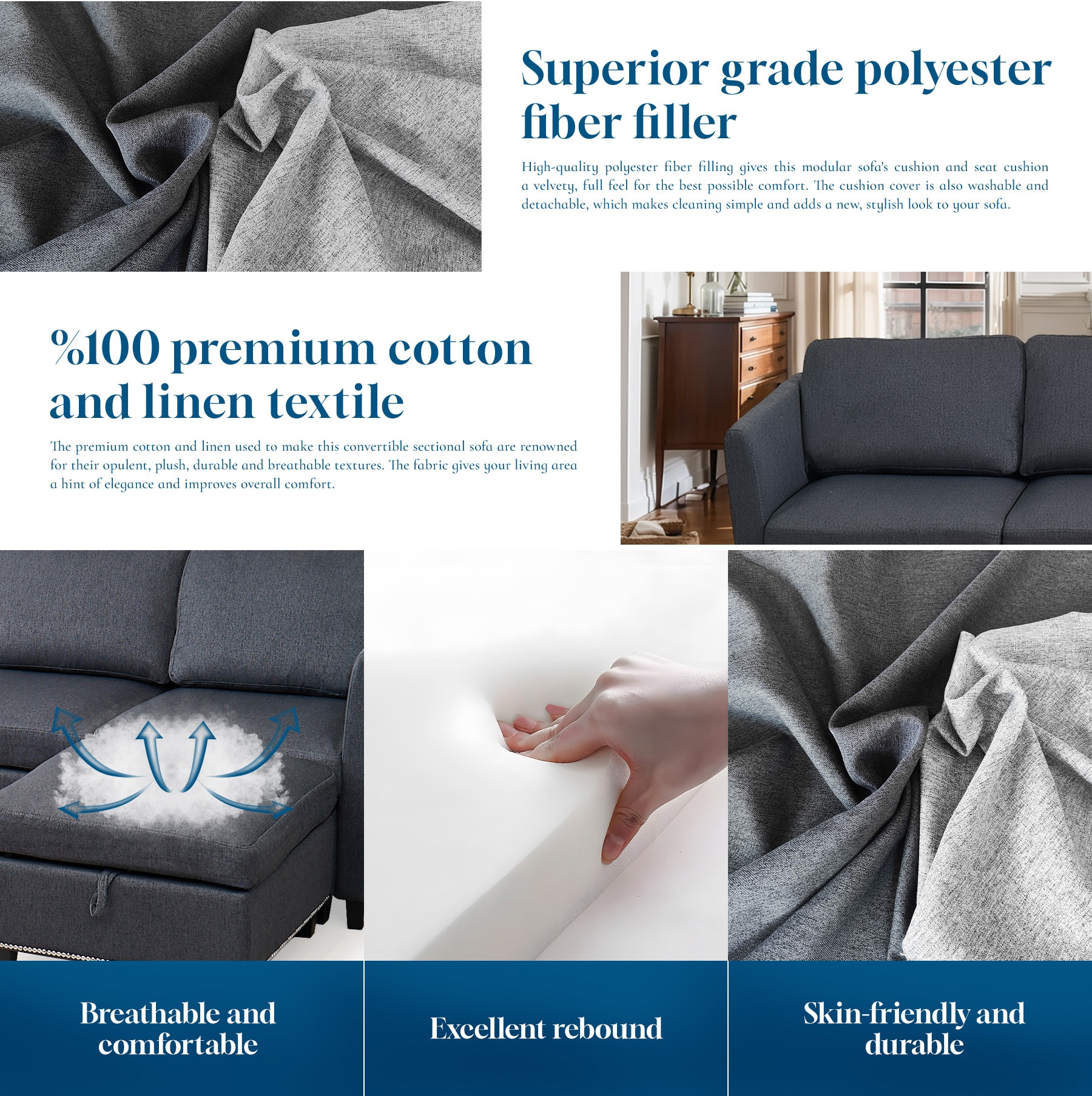 Convertible Sectional Sofa with Storage Seat 6 Seat Sofa with Reversible Chaise U Shaped Sectional Couch for Living Room,Dark Grey Convertible Sectional Sofa with Storage Seat 6 Seat Sofa with Reversible Chaise U Shaped Sectional Couch for Living Room,Dark Grey