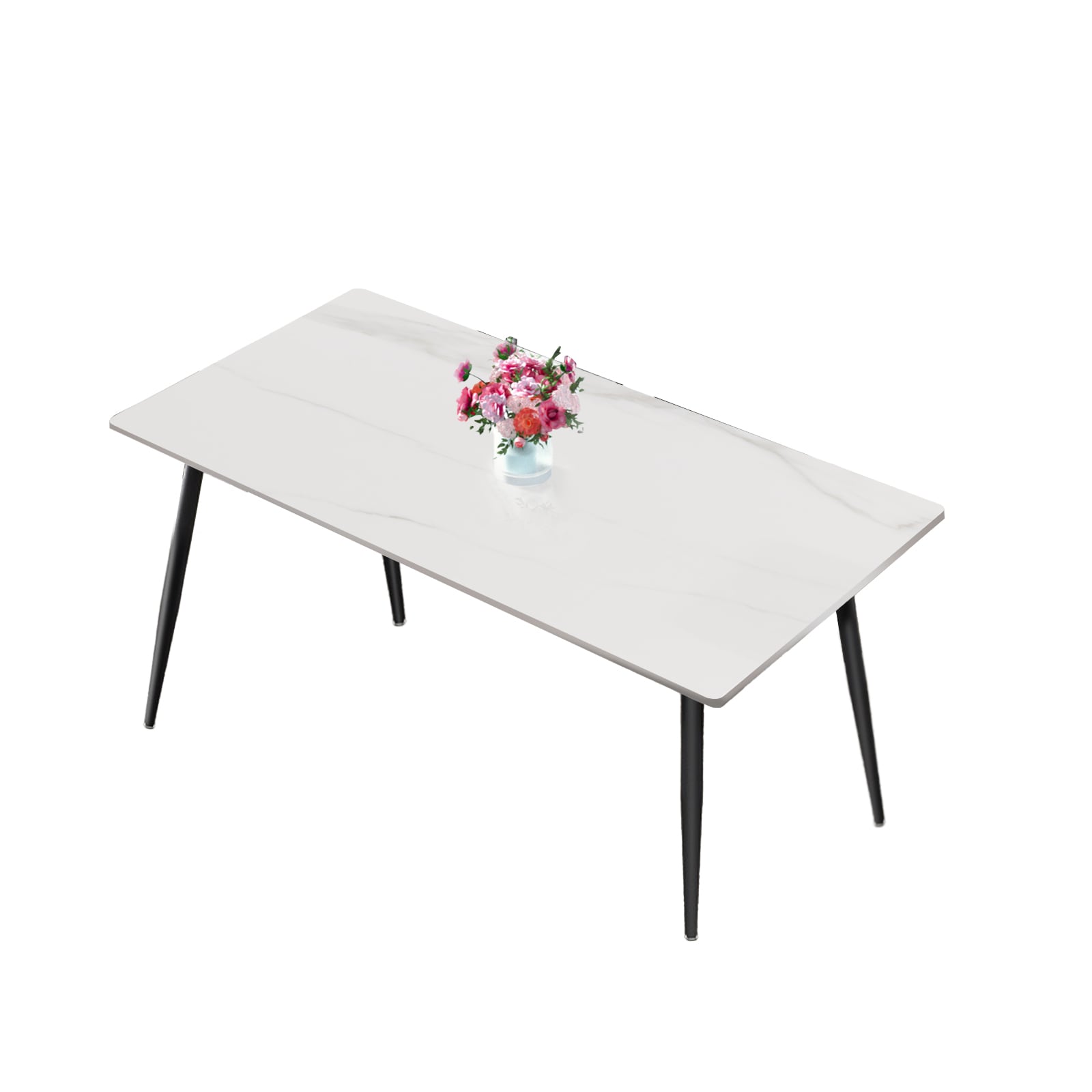 Dining Table Sintered Stone/Marble/Porcelain Table for Kitchen, Living Room, 63 inch Mountain Grain WhiteTable Only Dining Table Sintered Stone/Marble/Porcelain Table for Kitchen, Living Room, 63 inch Mountain Grain WhiteTable Only