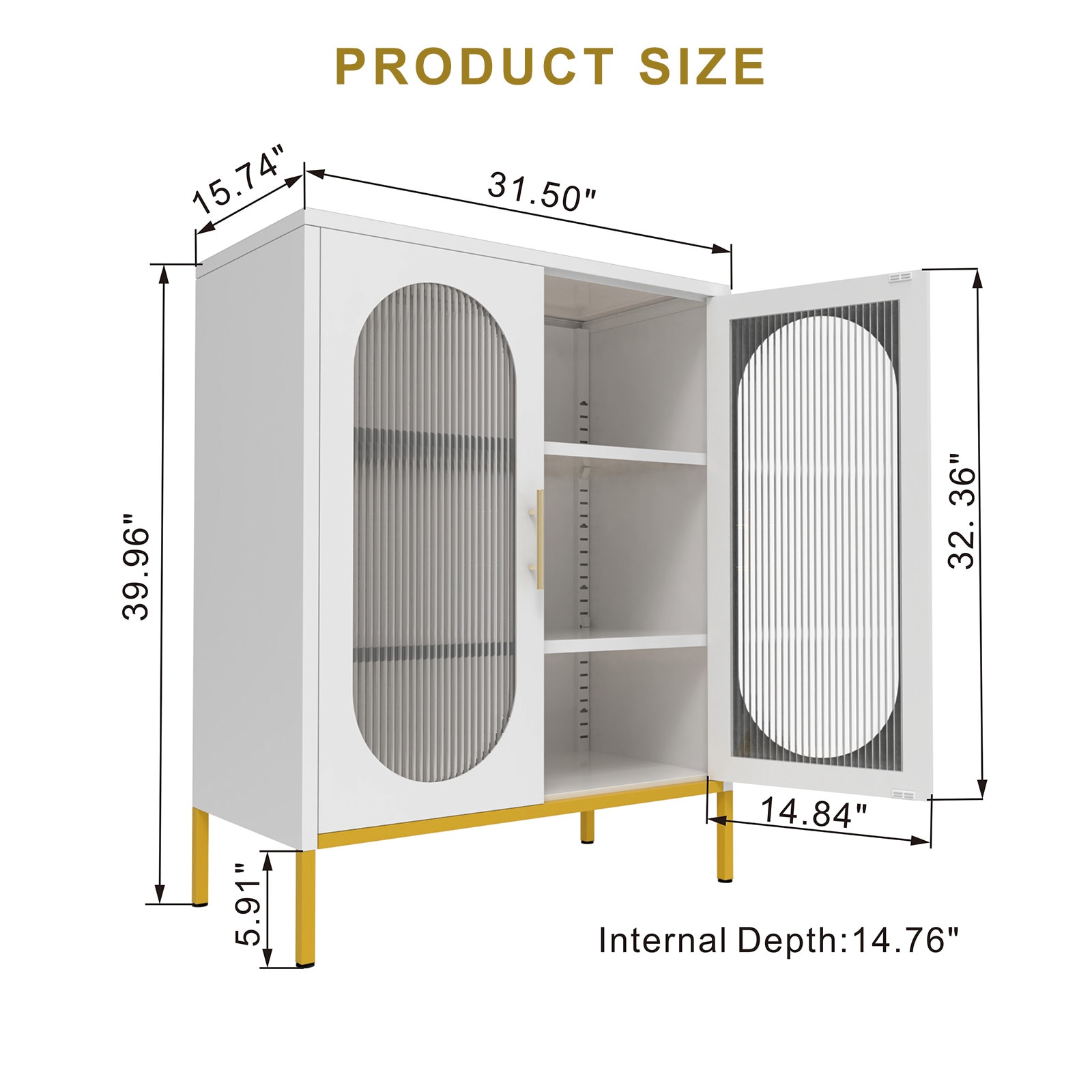 Elegant 2-Door Fluted Glass Storage Cabinet – Heavy-Duty Metal Pantry Organizer With Frosted Glass Doors, Space-Saving For Kitchen_voghion.com