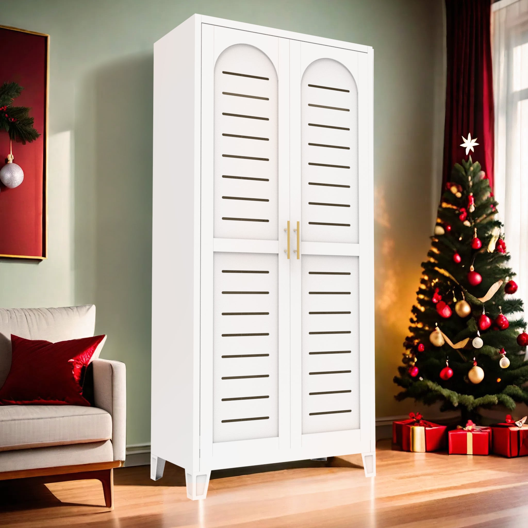 Industrial 2-Door Metal Storage Cabinet With Ventilated Design – Heavy-Duty Steel Shelving Unit For Garage, Home Organization​_voghion.com
