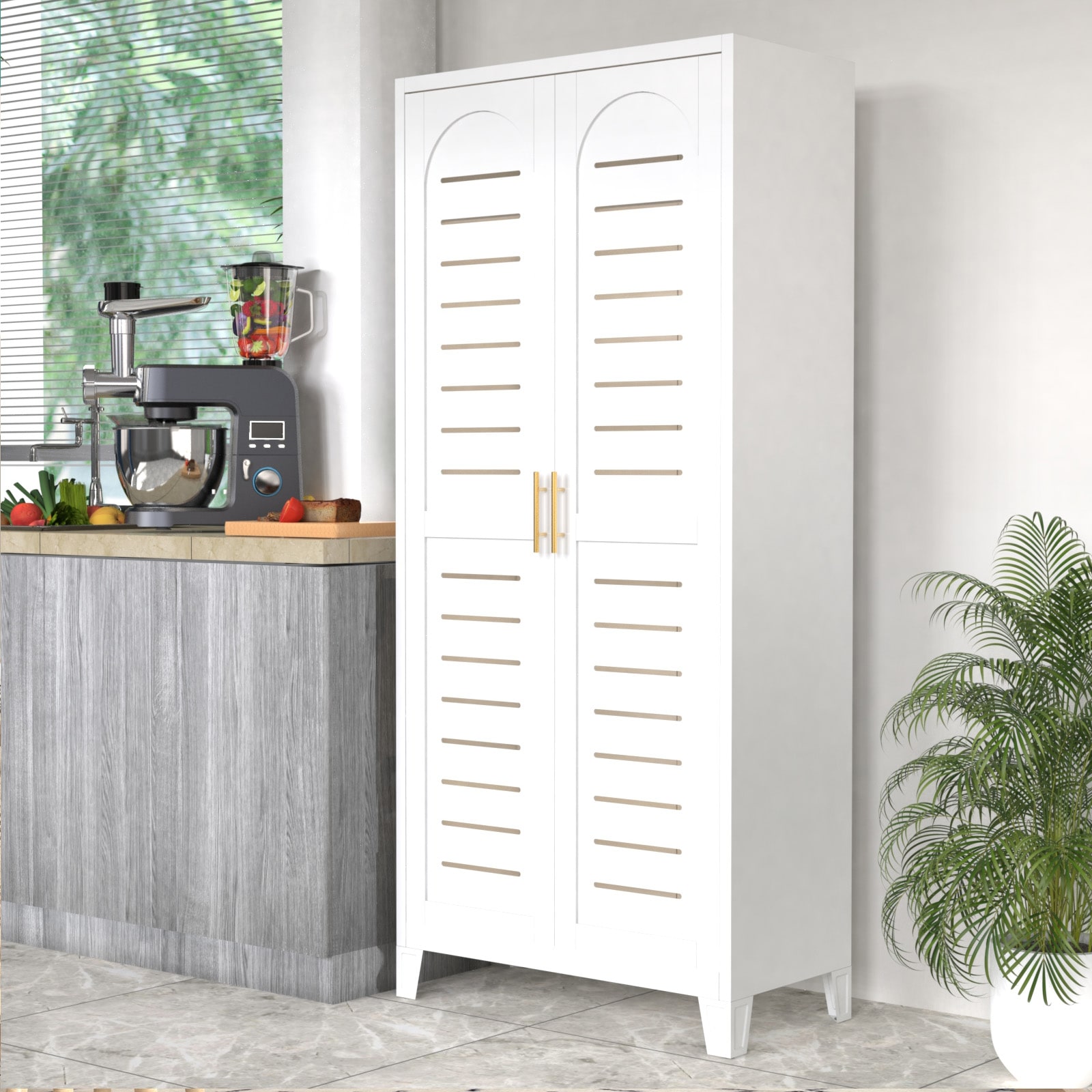 Industrial 2-Door Metal Storage Cabinet With Ventilated Design – Heavy-Duty Steel Shelving Unit For Garage, Home Organization​_voghion.com