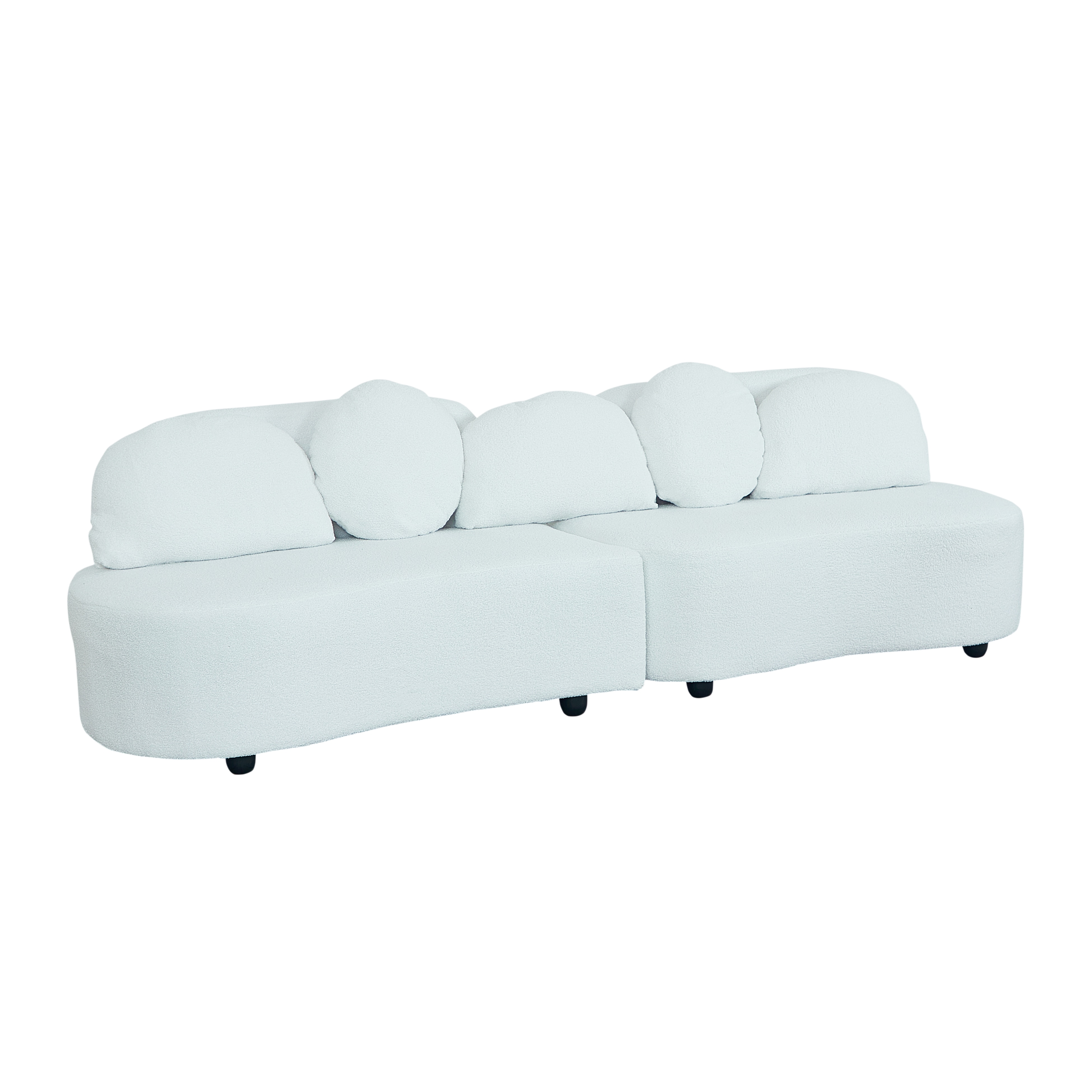 Beige Teddy Velvet Sofa, Left Side Beige Teddy Velvet Sofa, Left Side