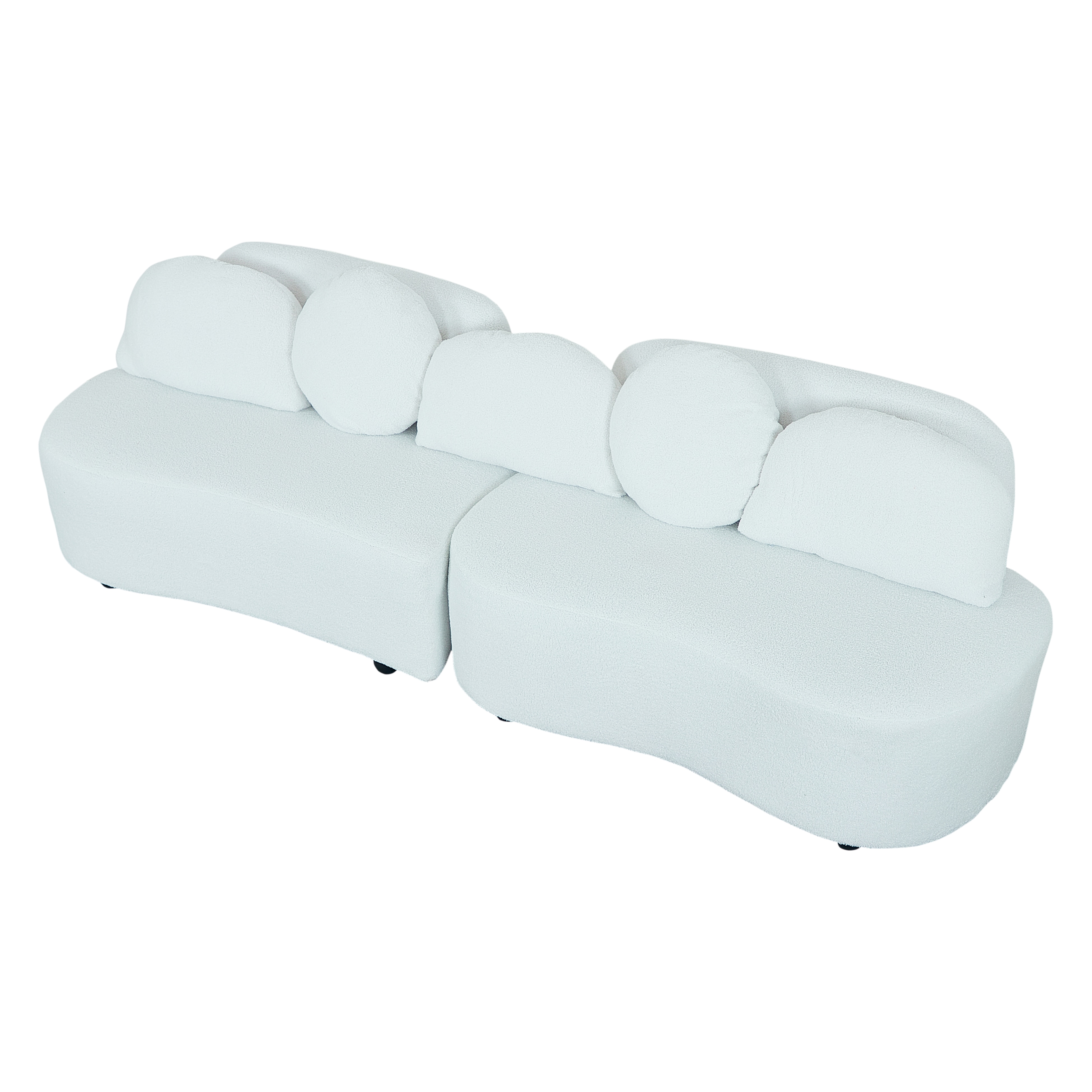 Beige Teddy Velvet Sofa, Left Side Beige Teddy Velvet Sofa, Left Side