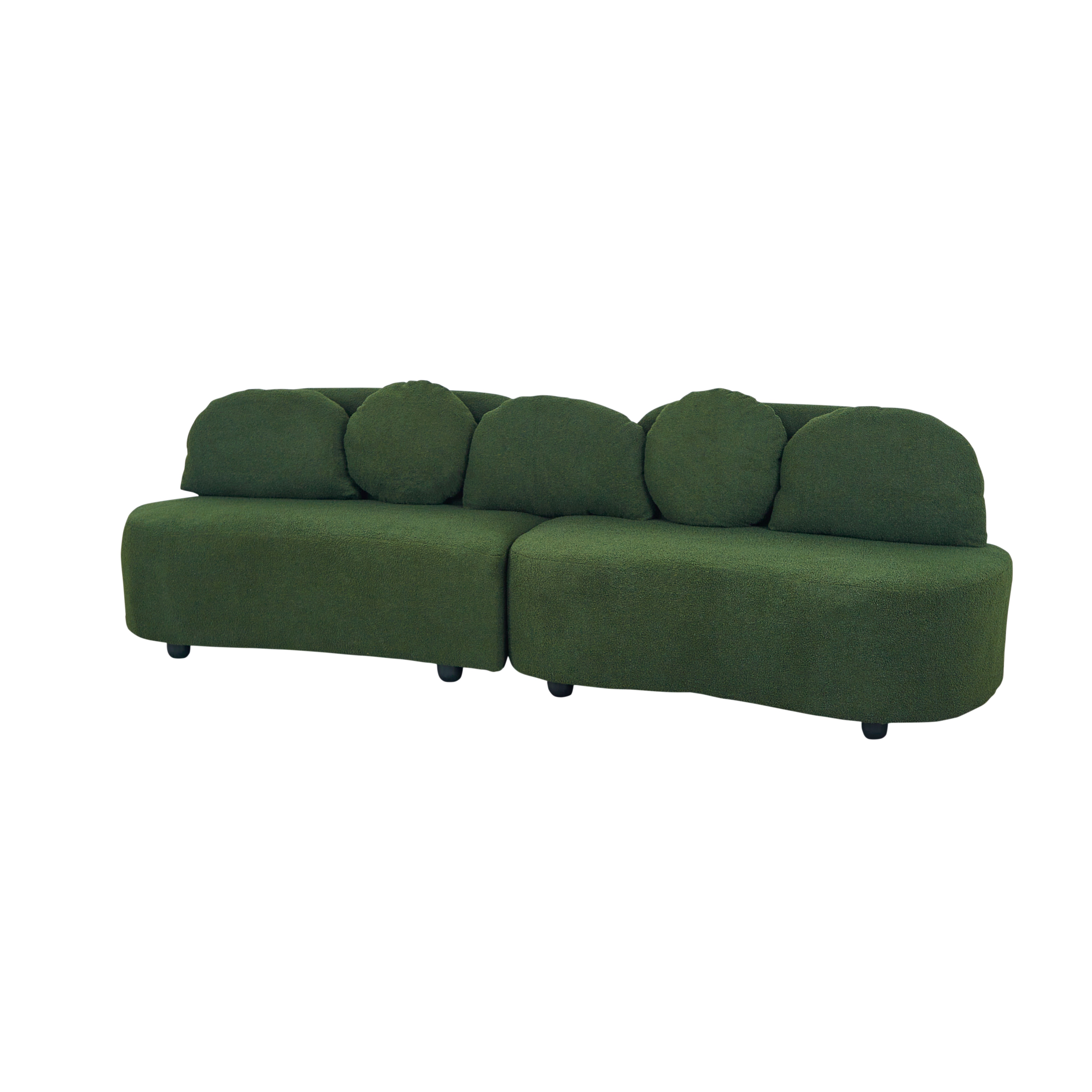 Green Teddy Velvet Sofa, Left Side Green Teddy Velvet Sofa, Left Side