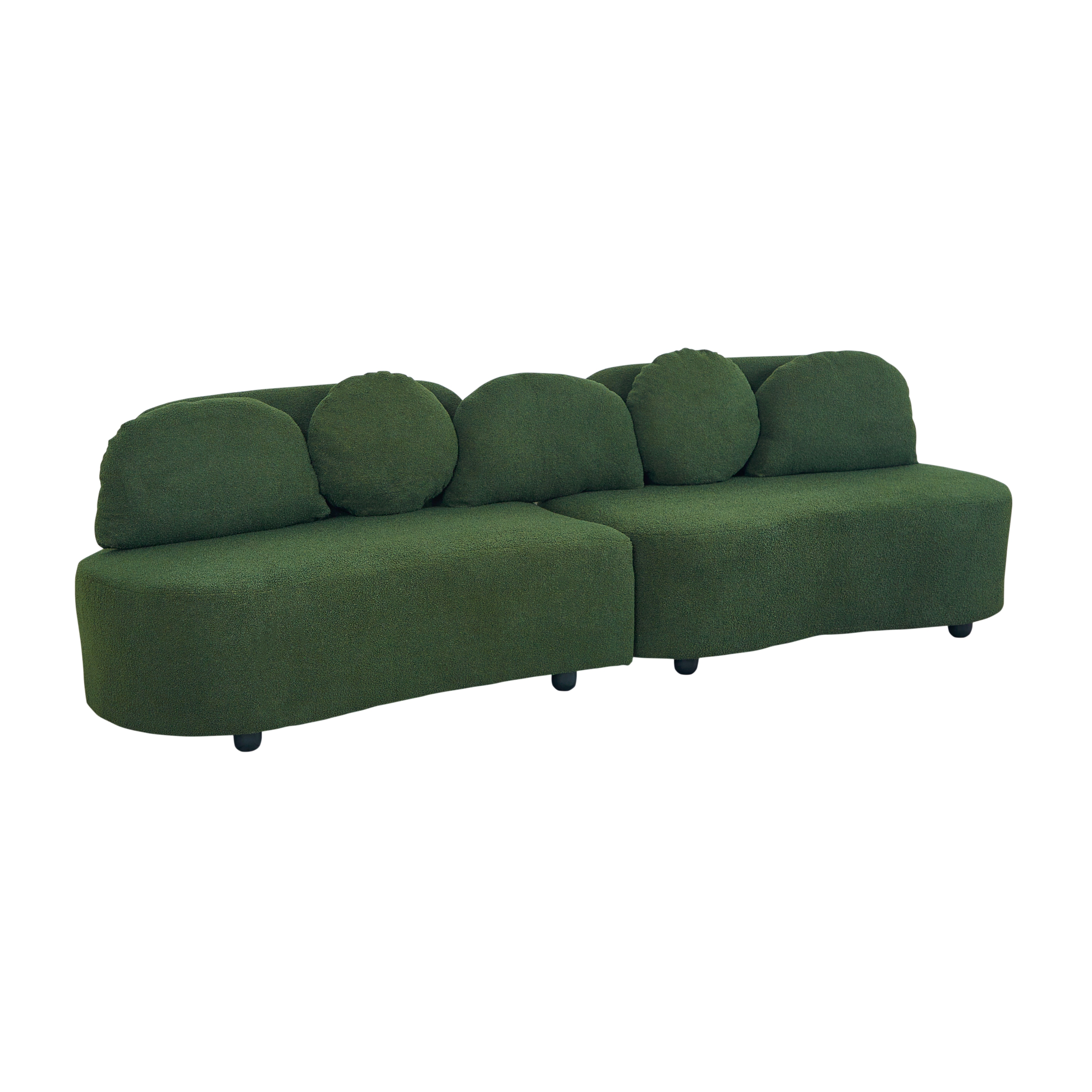 Green Teddy Velvet Sofa, Left Side Green Teddy Velvet Sofa, Left Side
