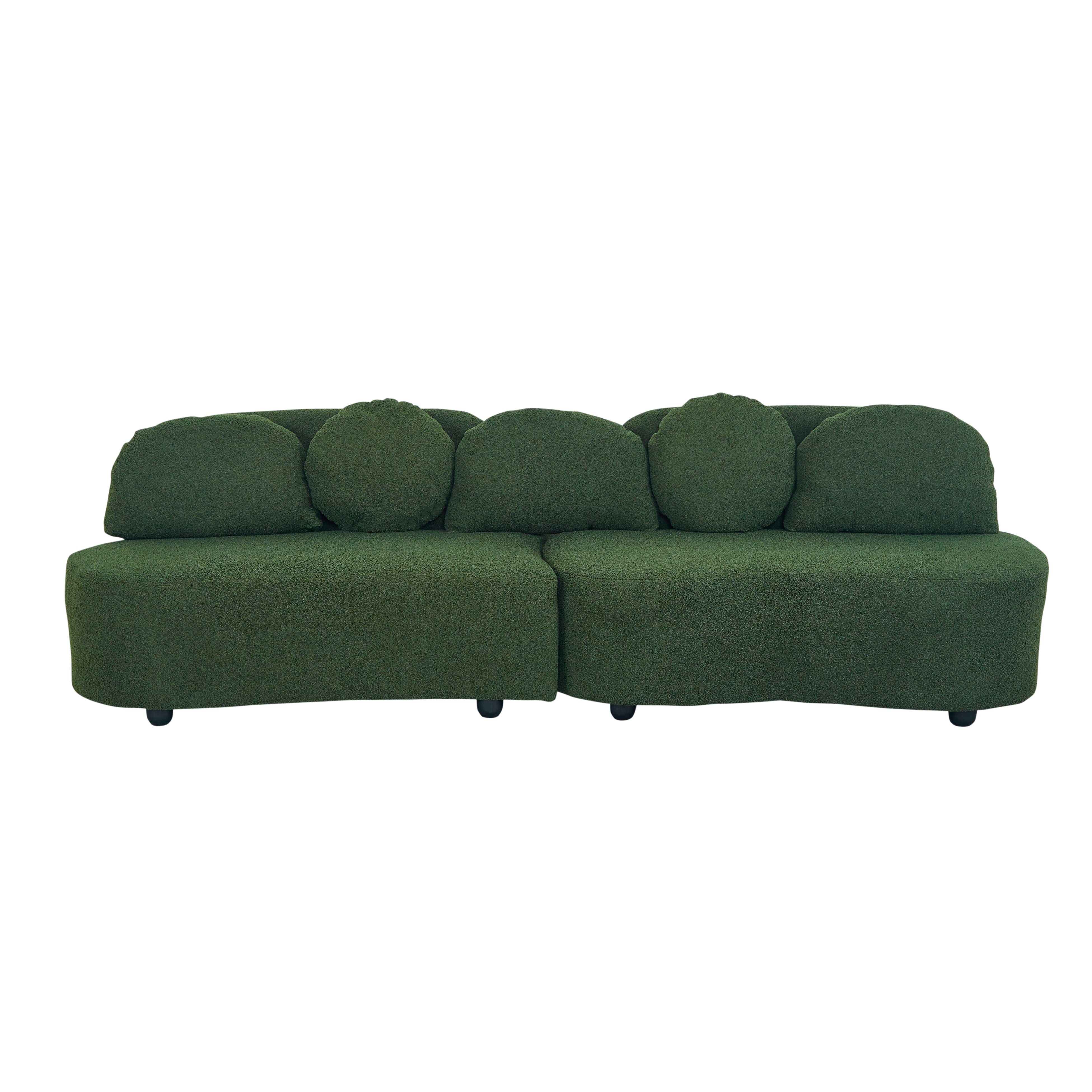 Green Teddy Velvet Sofa, Left Side Green Teddy Velvet Sofa, Left Side
