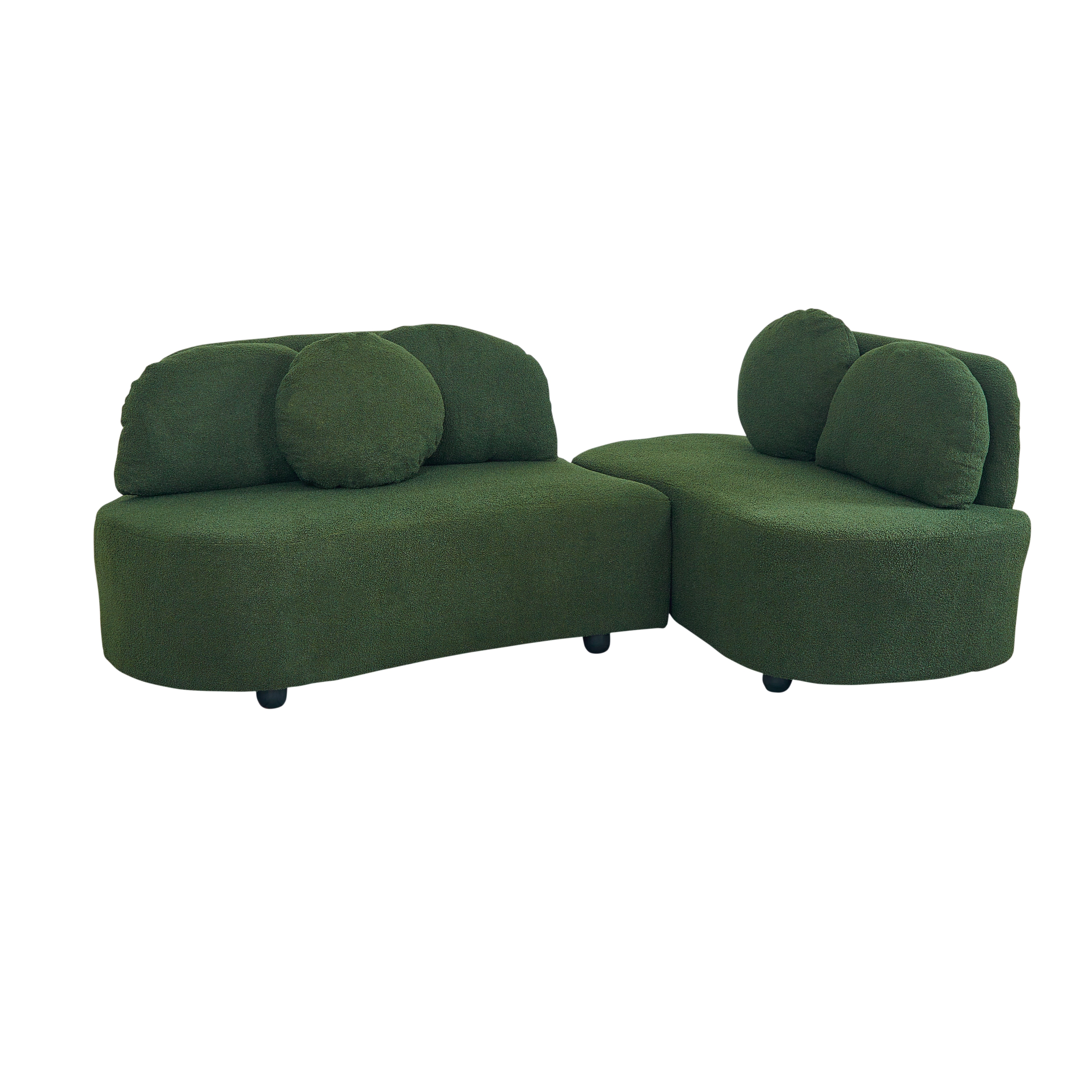 Green Teddy Velvet Sofa, Left Side Green Teddy Velvet Sofa, Left Side
