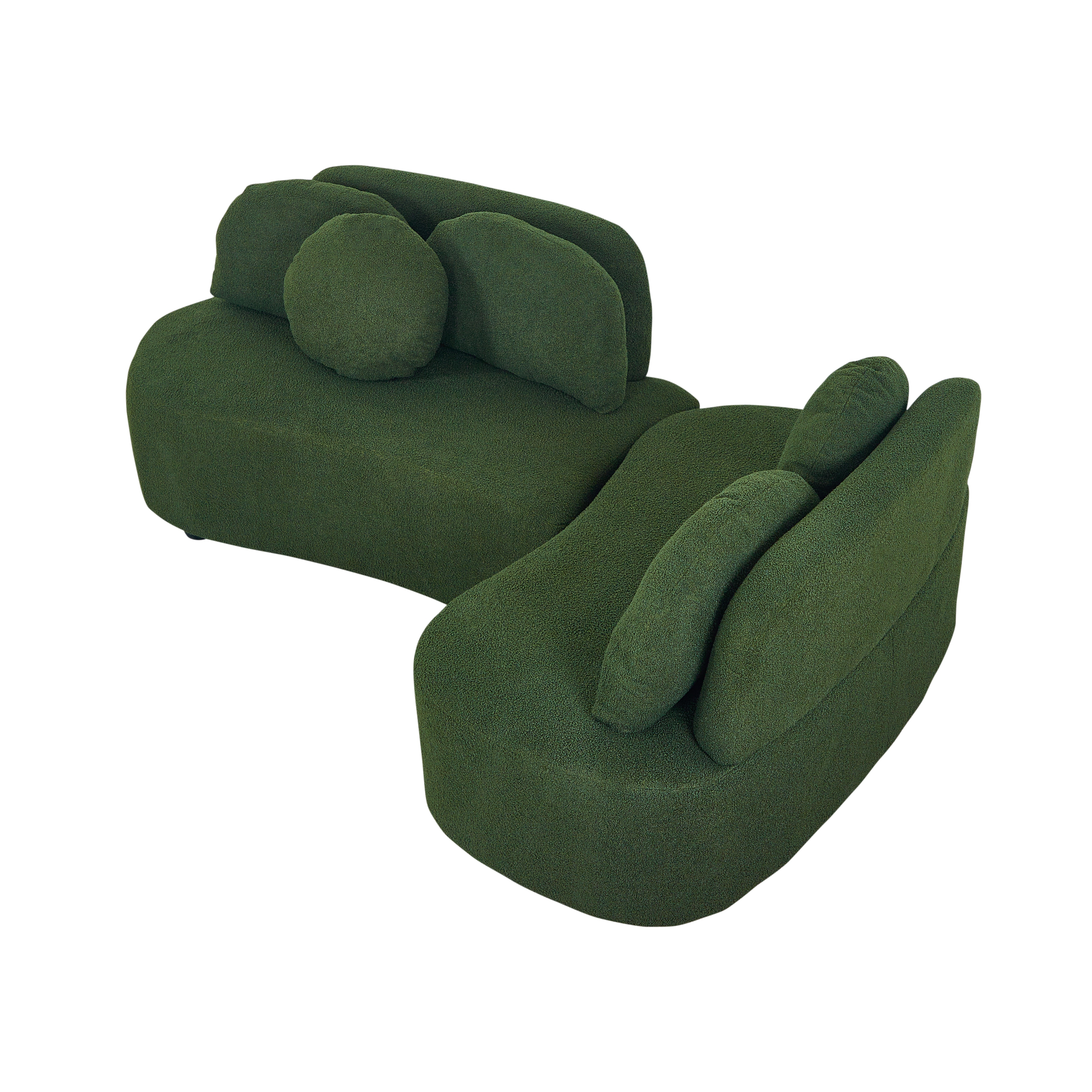 Green Teddy Velvet Sofa, Left Side Green Teddy Velvet Sofa, Left Side