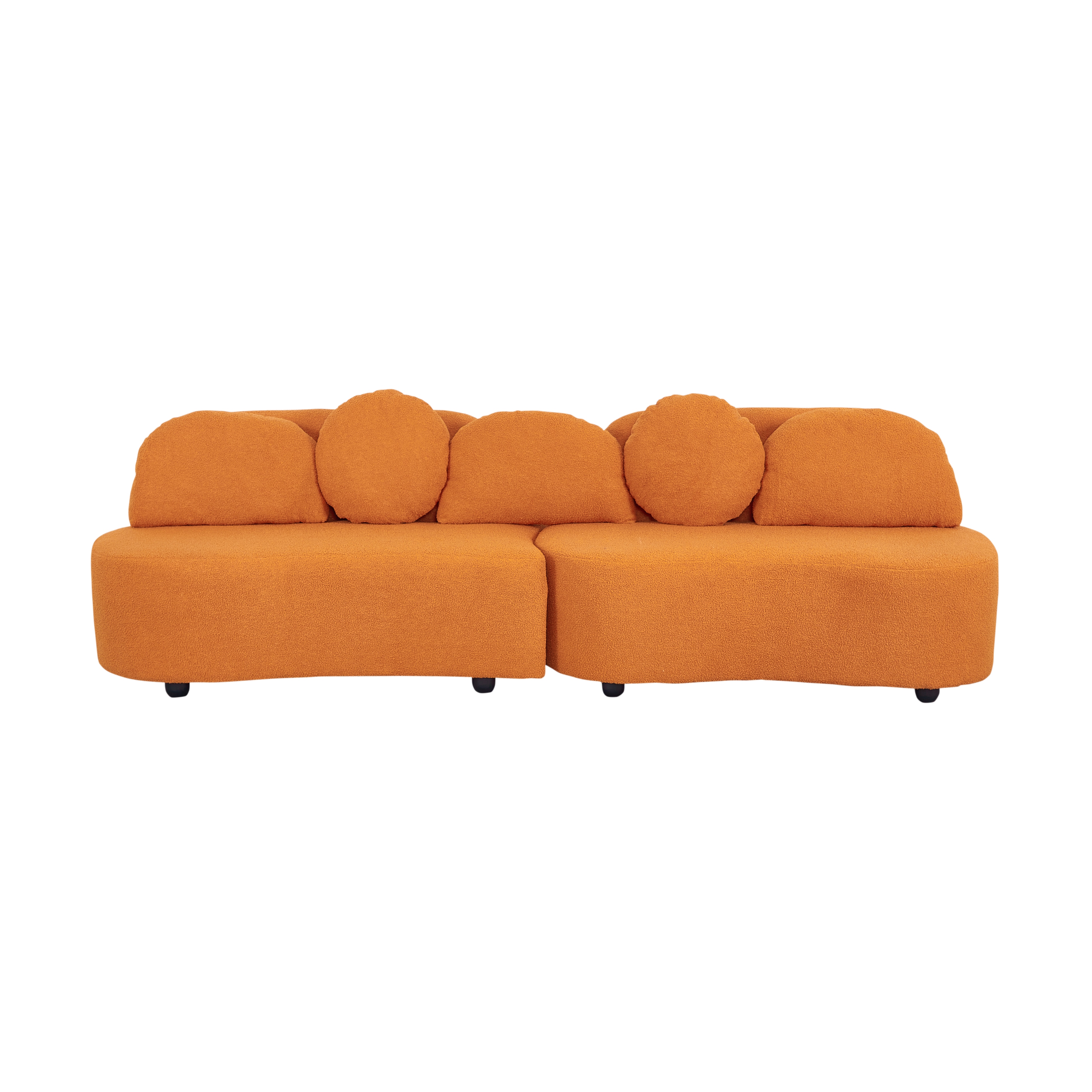 Hermes Orange Teddy Velvet Sofa, Left Side Hermes Orange Teddy Velvet Sofa, Left Side