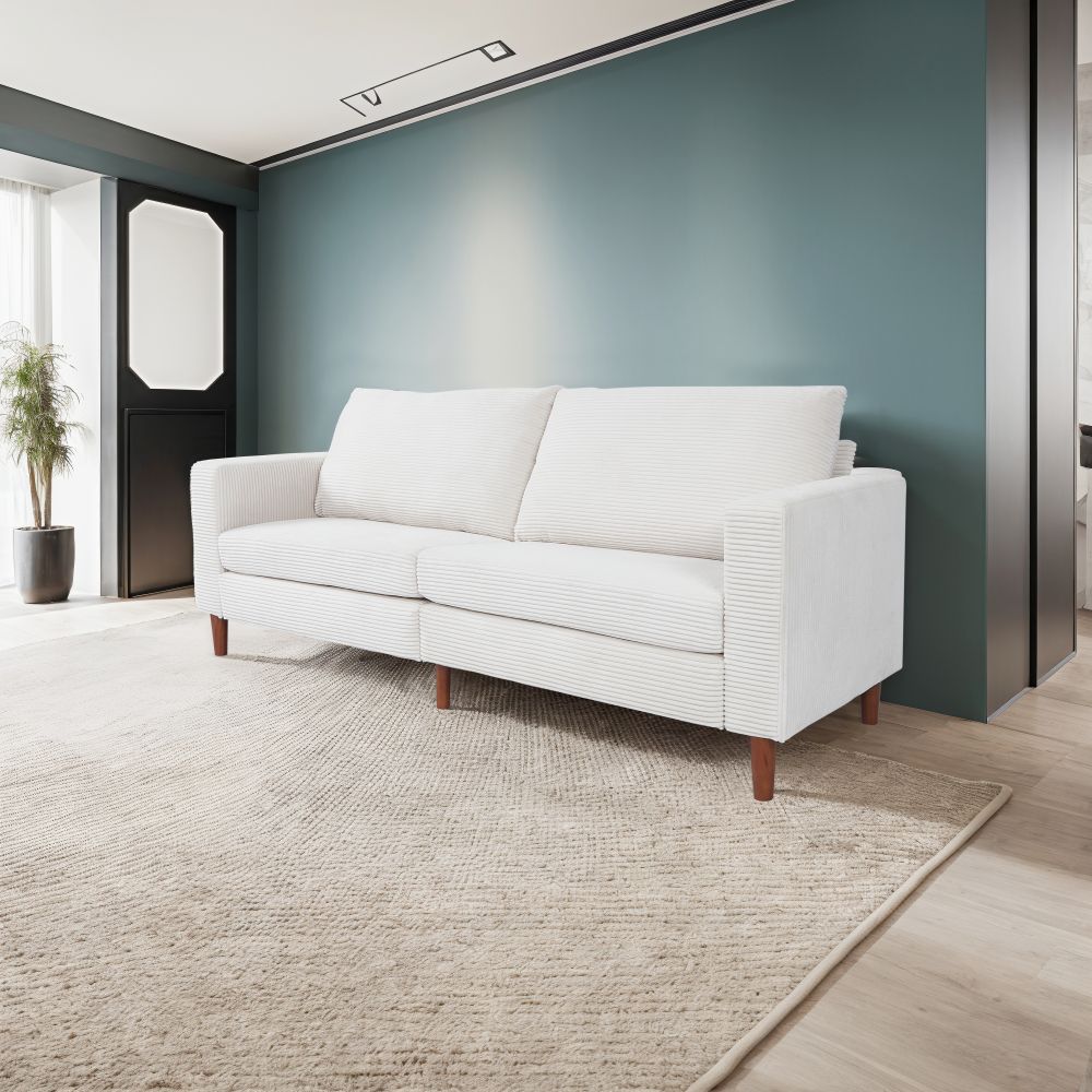2-Seater Sofa, Modern Loveseat with Tufted Back and Solid Wood Legs 2-Seater Sofa, Modern Loveseat with Tufted Back and Solid Wood Legs