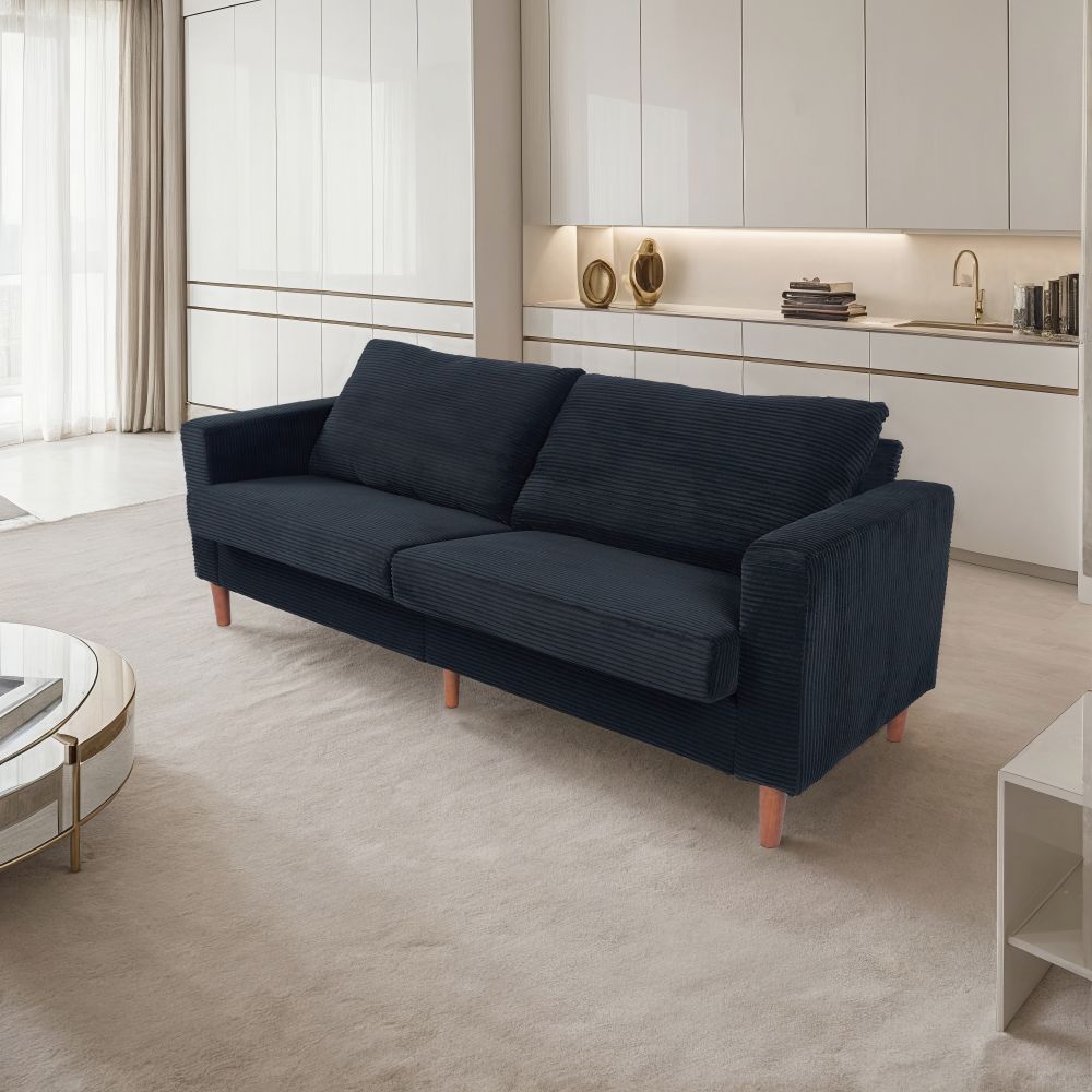 2-Seater Sofa, Modern Loveseat with Tufted Back and Solid Wood Legs 2-Seater Sofa, Modern Loveseat with Tufted Back and Solid Wood Legs
