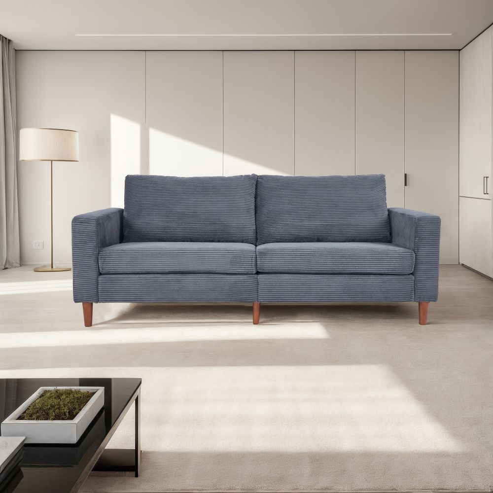 2-Seater Sofa, Modern Loveseat with Tufted Back and Solid Wood Legs 2-Seater Sofa, Modern Loveseat with Tufted Back and Solid Wood Legs