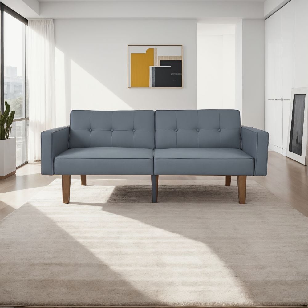 2-Seater Sofa, Modern Loveseat with Tufted Back and Solid Wood Legs 2-Seater Sofa, Modern Loveseat with Tufted Back and Solid Wood Legs