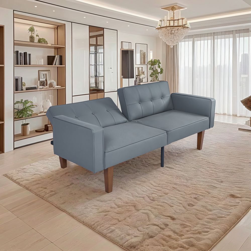 2-Seater Sofa, Modern Loveseat with Tufted Back and Solid Wood Legs 2-Seater Sofa, Modern Loveseat with Tufted Back and Solid Wood Legs