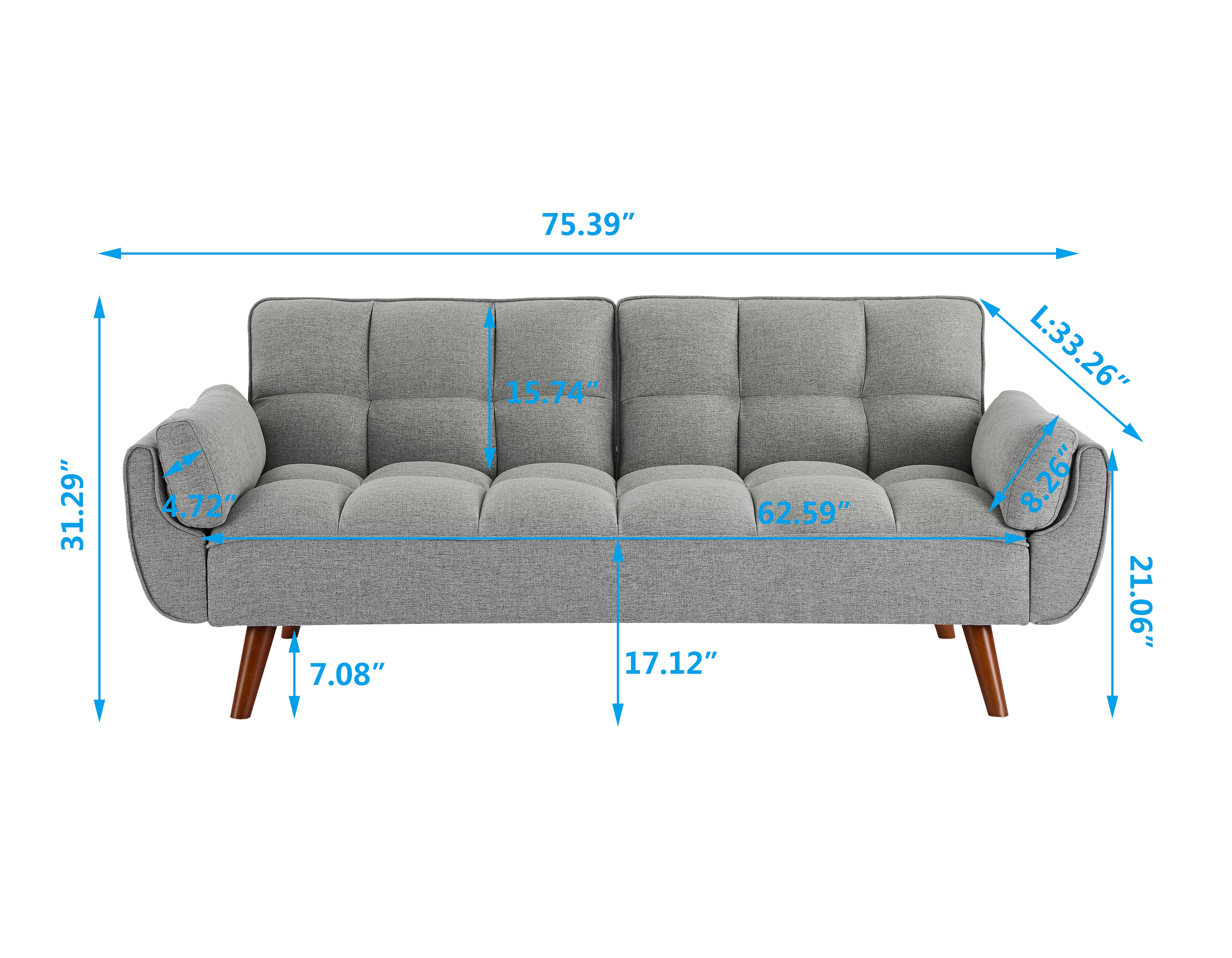 2-Seater Sofa, Modern Loveseat with Tufted Back and Solid Wood Legs 2-Seater Sofa, Modern Loveseat with Tufted Back and Solid Wood Legs