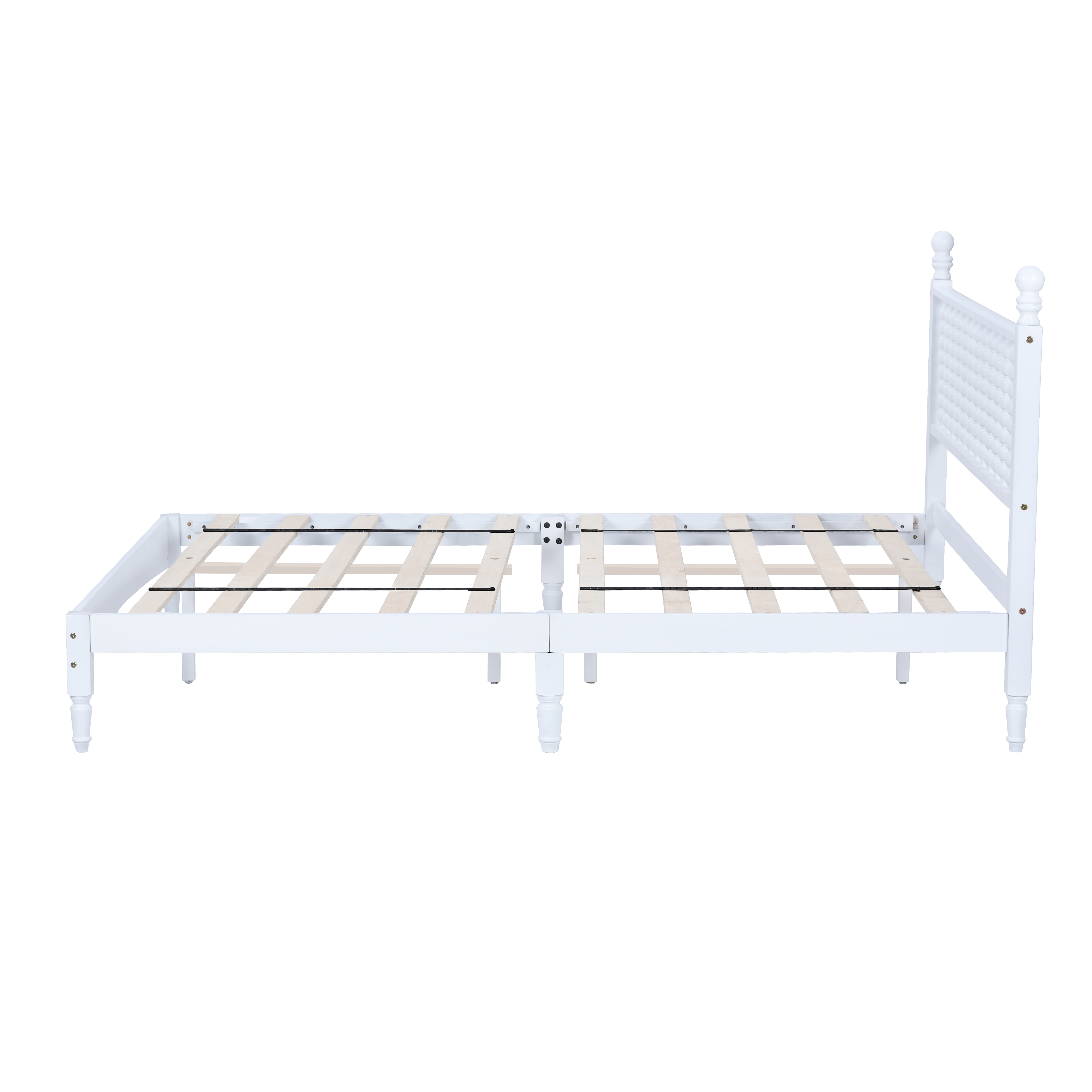 Queen Wood Bed Frame with Headboard, Solid Rubber Wood with Wood Central Supports, 1000 Lb Capacity, Easy Assembly, No Box Spring Needed, White Queen Wood Bed Frame with Headboard, Solid Rubber Wood with Wood Central Supports, 1000 Lb Capacity, Easy Assembly, No Box Spring Needed, White