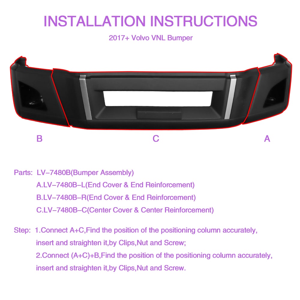 Complete Front Bumper With Fog Light Holes For Volvo Vnl_voghion.com