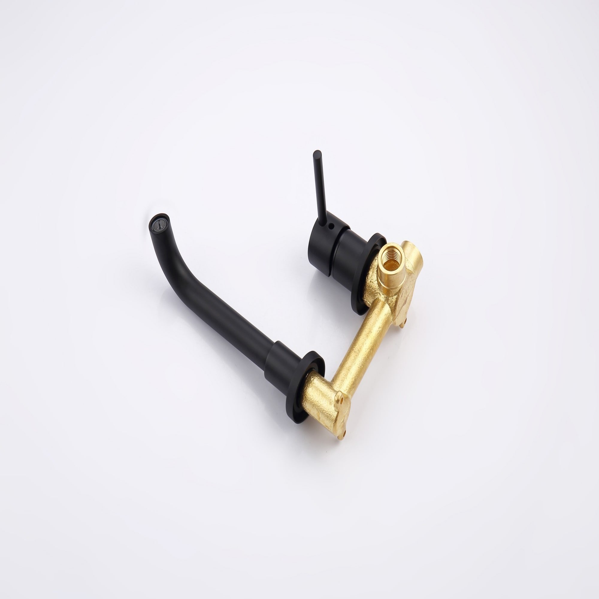 Wall Mount Faucet For Bathroom Sink Or Bathtub, Single Handle 2 Holes Brass Rough-in Valve Included, Matte Black_voghion.com
