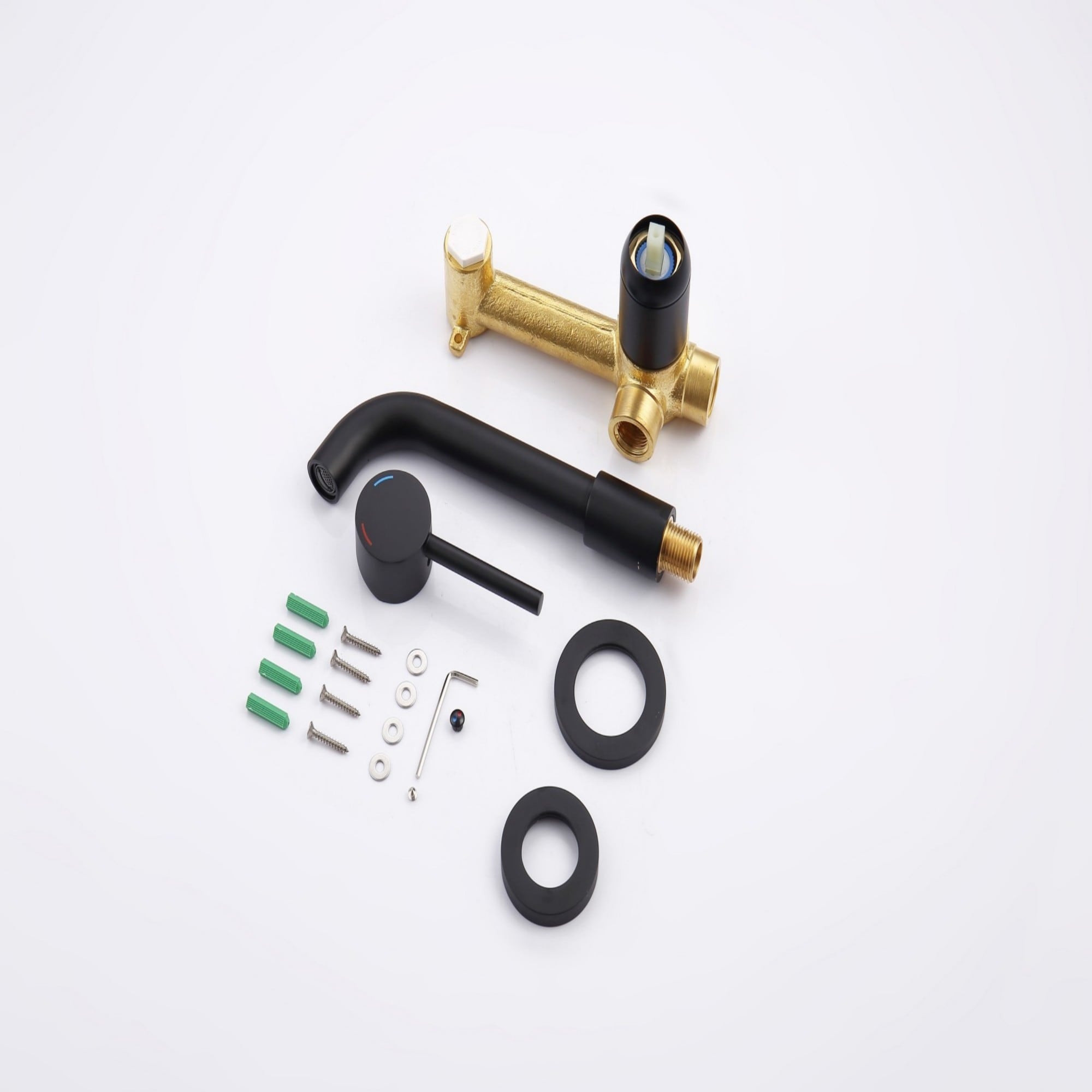 Wall Mount Faucet For Bathroom Sink Or Bathtub, Single Handle 2 Holes Brass Rough-in Valve Included, Matte Black_voghion.com