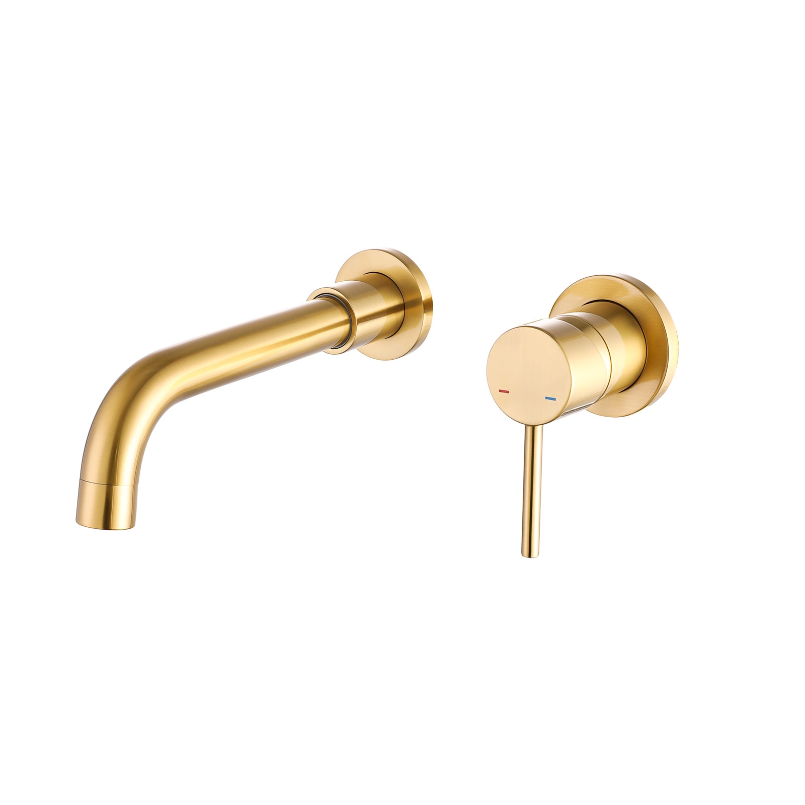 Wall Mount Faucet For Bathroom Sink Or Bathtub, Single Handle 2 Holes Brass Rough-in Valve Included, Brushed Gold_voghion.com