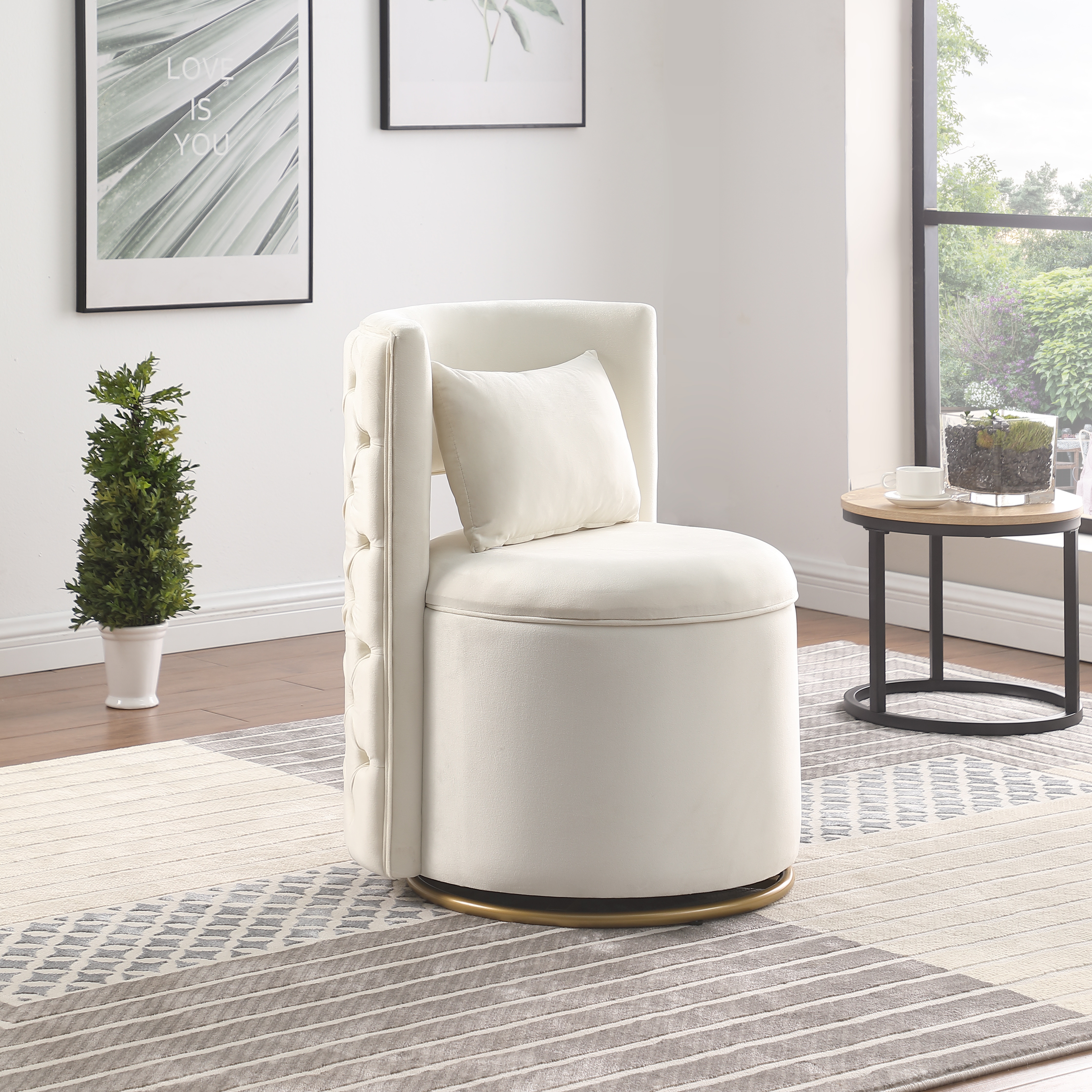 360° Swivel Accent Chair with Storage Function, Velvet Curved Chair with Gold Metal Base for Living Room, Nursery, Bedroom 360° Swivel Accent Chair with Storage Function, Velvet Curved Chair with Gold Metal Base for Living Room, Nursery, Bedroom