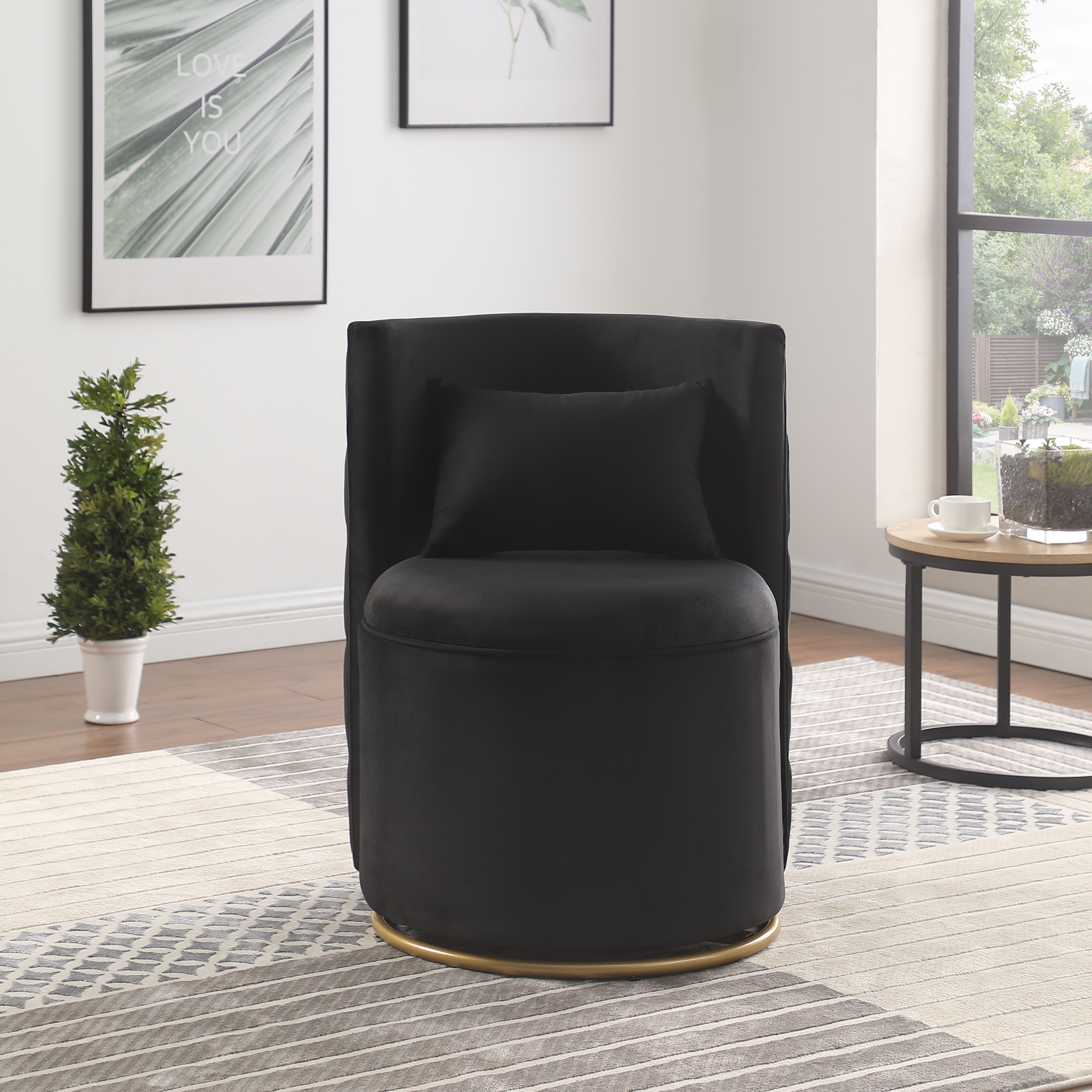 360° Swivel Accent Chair with Storage Function, Velvet Curved Chair with Gold Metal Base for Living Room, Nursery, Bedroom 360° Swivel Accent Chair with Storage Function, Velvet Curved Chair with Gold Metal Base for Living Room, Nursery, Bedroom