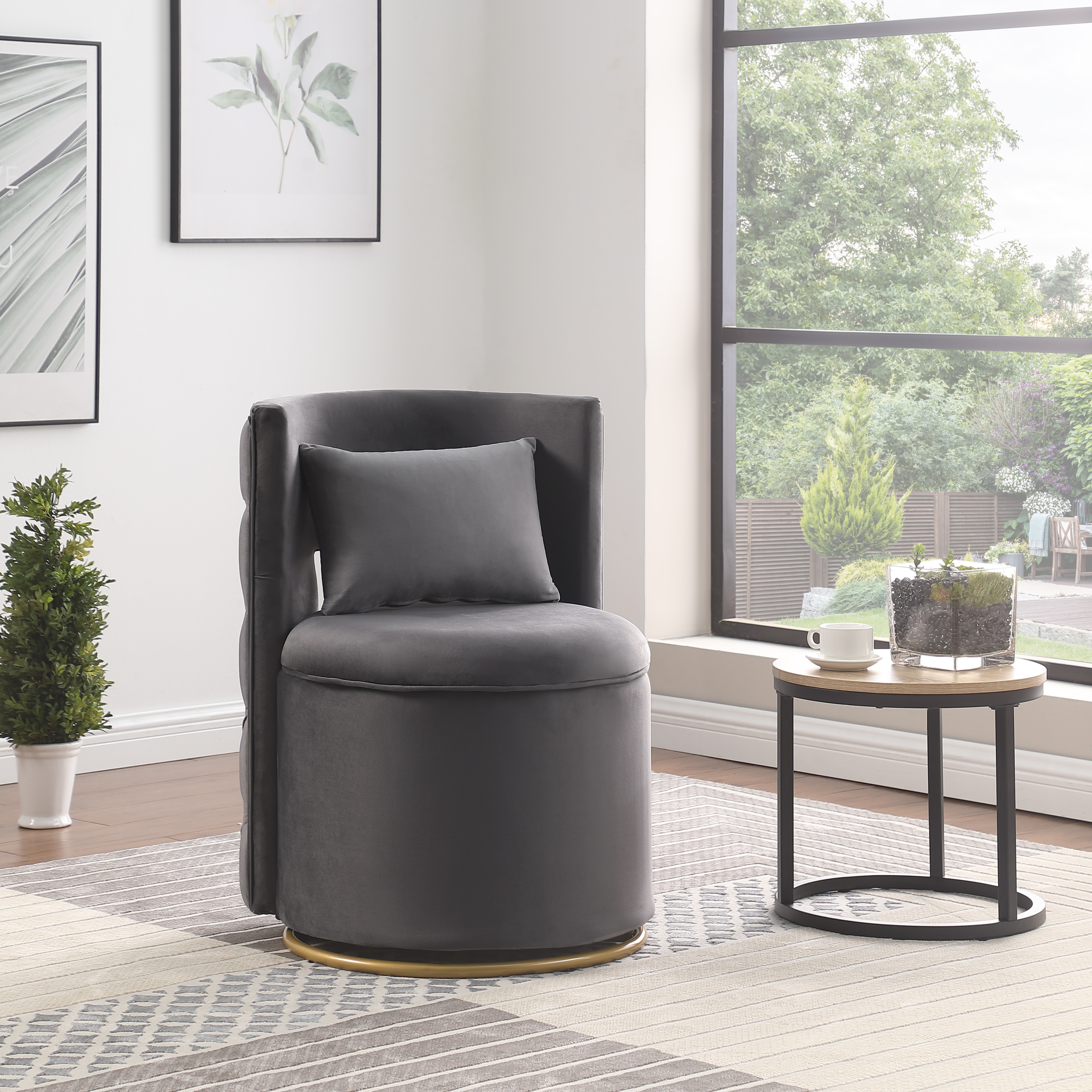 360° Swivel Accent Chair with Storage Function, Velvet Curved Chair with Gold Metal Base for Living Room, Nursery, Bedroom 360° Swivel Accent Chair with Storage Function, Velvet Curved Chair with Gold Metal Base for Living Room, Nursery, Bedroom