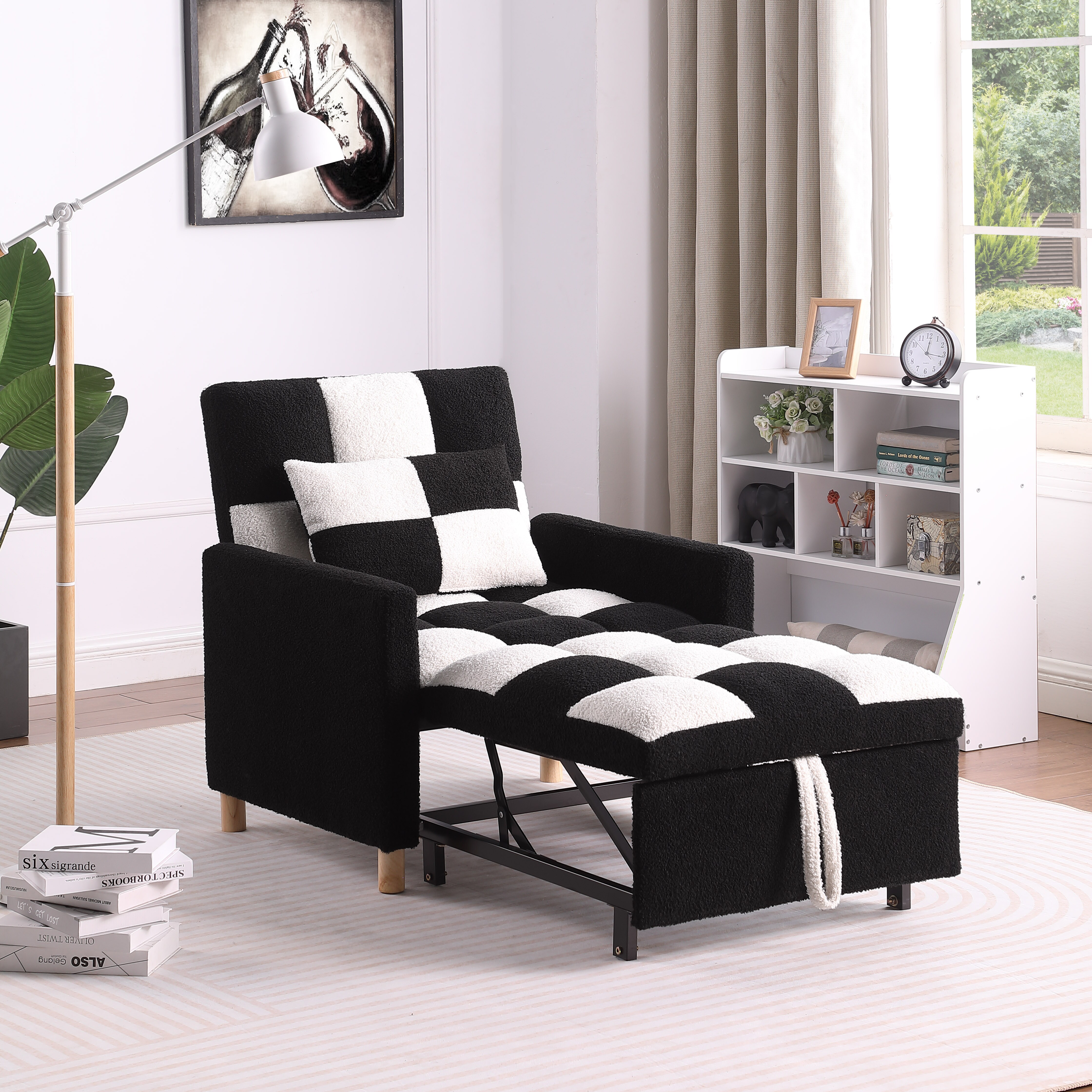 Convertible Sleeper Sofa Chair Bed, Adjustable Chair with Pillow, Multi-Functional Sleeper Chair with Soft Fabric for Living Room, Dorm, Apartment, Bedroom or Office Convertible Sleeper Sofa Chair Bed, Adjustable Chair with Pillow, Multi-Functional Sleeper Chair with Soft Fabric for Living Room, Dorm, Apartment, Bedroom or Office