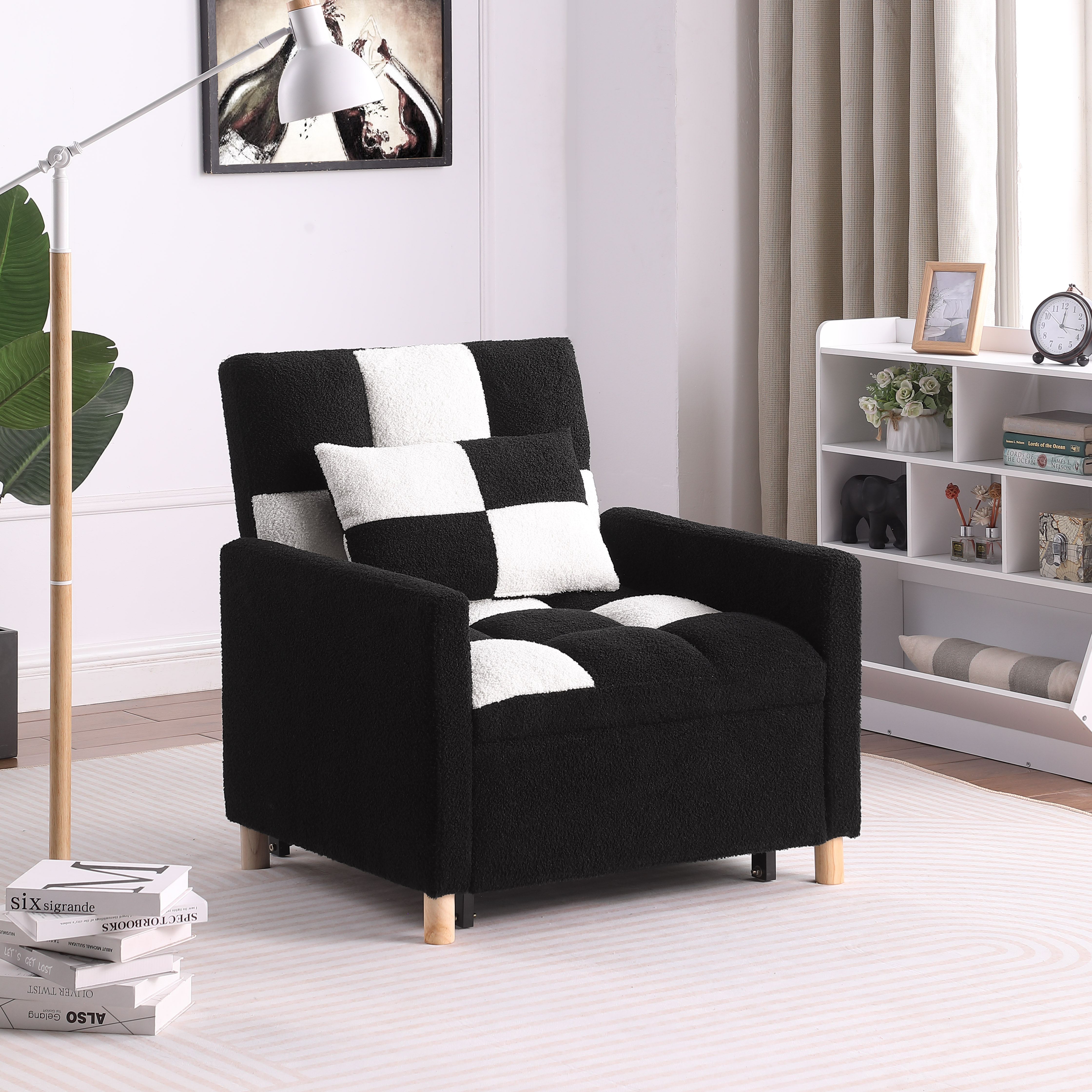 Convertible Sleeper Sofa Chair Bed, Adjustable Chair with Pillow, Multi-Functional Sleeper Chair with Soft Fabric for Living Room, Dorm, Apartment, Bedroom or Office Convertible Sleeper Sofa Chair Bed, Adjustable Chair with Pillow, Multi-Functional Sleeper Chair with Soft Fabric for Living Room, Dorm, Apartment, Bedroom or Office