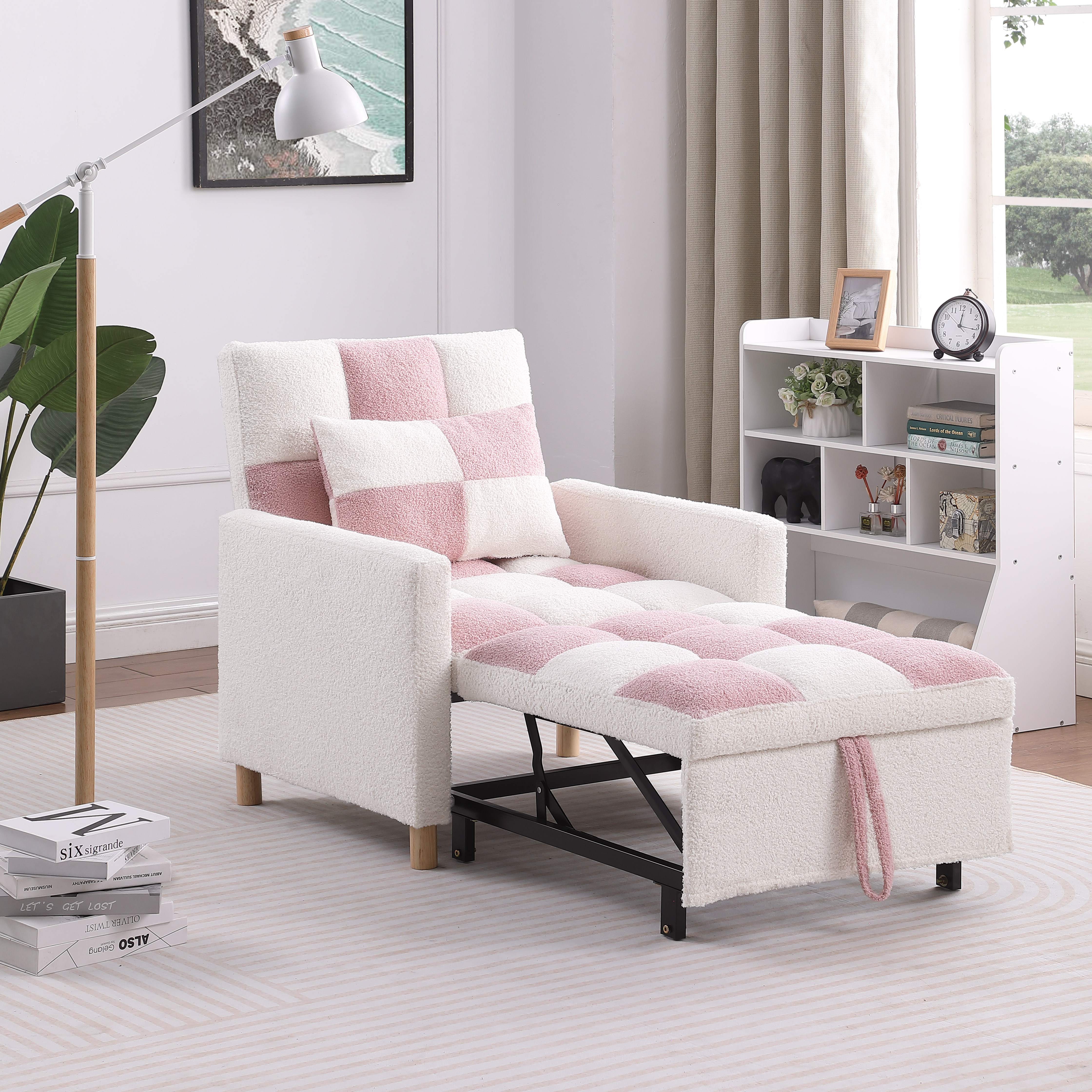Convertible Sleeper Sofa Chair Bed, Adjustable Chair with Pillow, Multi-Functional Sleeper Chair with Soft Fabric for Living Room, Dorm, Apartment, Bedroom or Office Convertible Sleeper Sofa Chair Bed, Adjustable Chair with Pillow, Multi-Functional Sleeper Chair with Soft Fabric for Living Room, Dorm, Apartment, Bedroom or Office