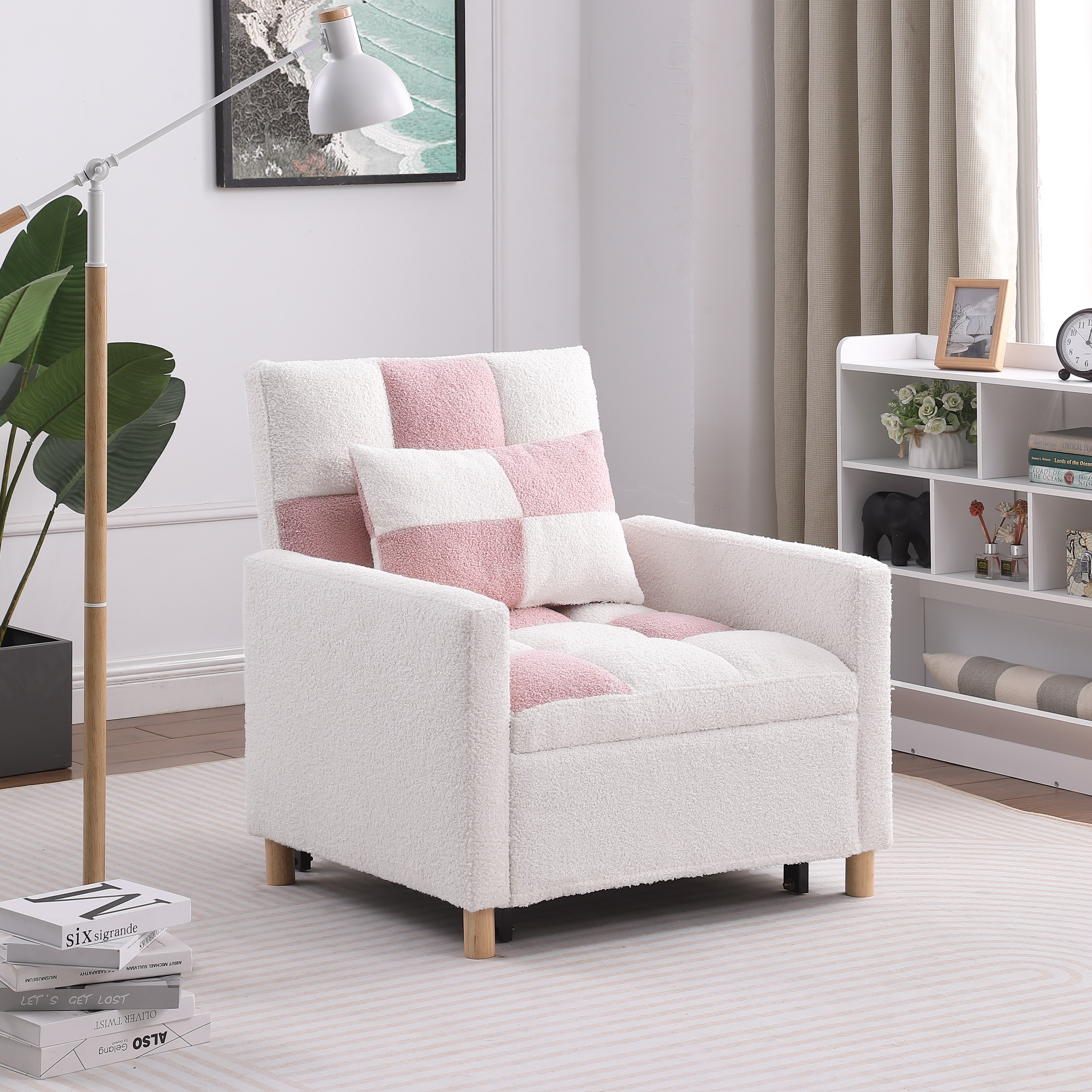 Convertible Sleeper Sofa Chair Bed, Adjustable Chair with Pillow, Multi-Functional Sleeper Chair with Soft Fabric for Living Room, Dorm, Apartment, Bedroom or Office Convertible Sleeper Sofa Chair Bed, Adjustable Chair with Pillow, Multi-Functional Sleeper Chair with Soft Fabric for Living Room, Dorm, Apartment, Bedroom or Office