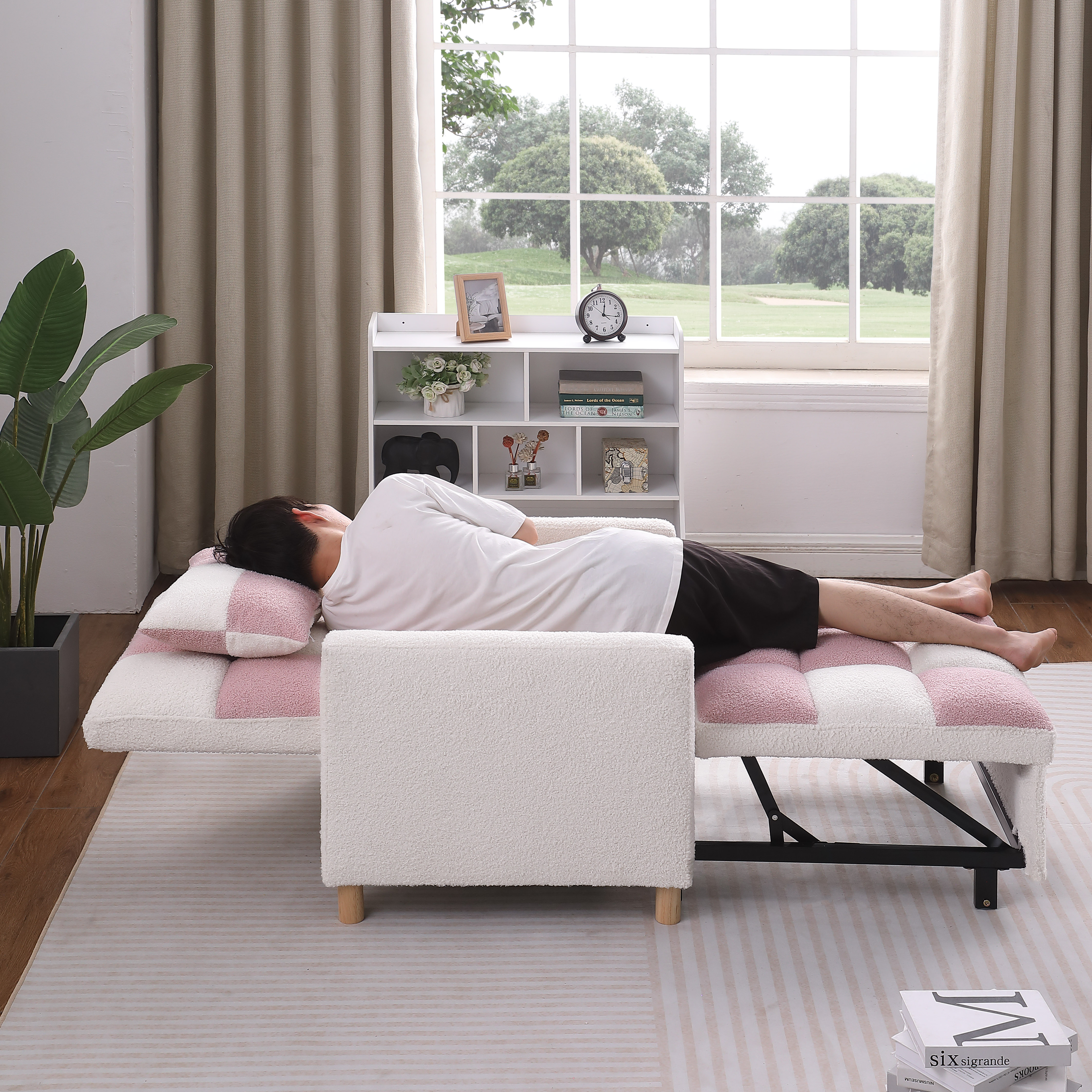 Convertible Sleeper Sofa Chair Bed, Adjustable Chair with Pillow, Multi-Functional Sleeper Chair with Soft Fabric for Living Room, Dorm, Apartment, Bedroom or Office Convertible Sleeper Sofa Chair Bed, Adjustable Chair with Pillow, Multi-Functional Sleeper Chair with Soft Fabric for Living Room, Dorm, Apartment, Bedroom or Office
