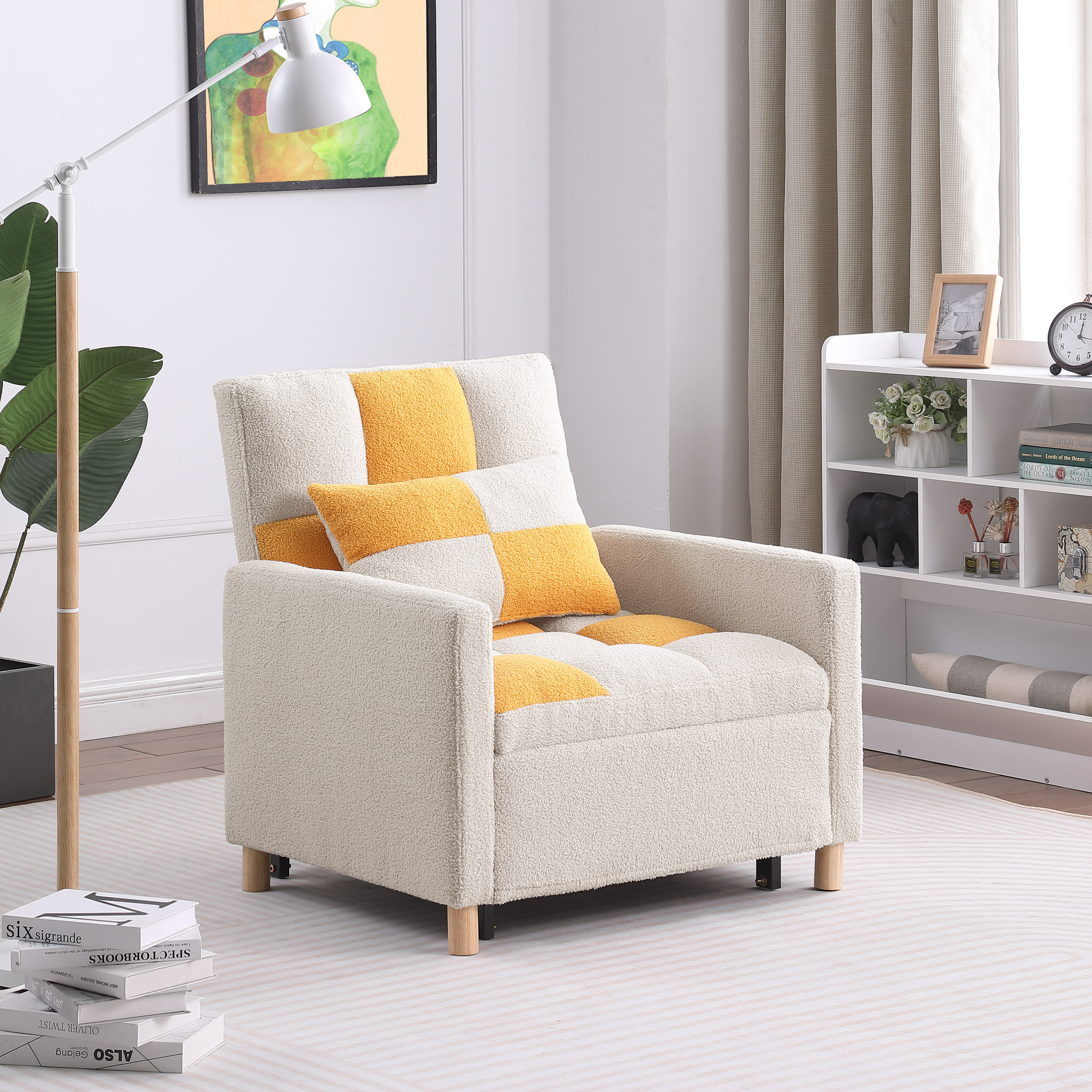 Convertible Sleeper Sofa Chair Bed, Adjustable Chair with Pillow, Multi-Functional Sleeper Chair with Soft Fabric for Living Room, Dorm, Apartment, Bedroom or Office Convertible Sleeper Sofa Chair Bed, Adjustable Chair with Pillow, Multi-Functional Sleeper Chair with Soft Fabric for Living Room, Dorm, Apartment, Bedroom or Office