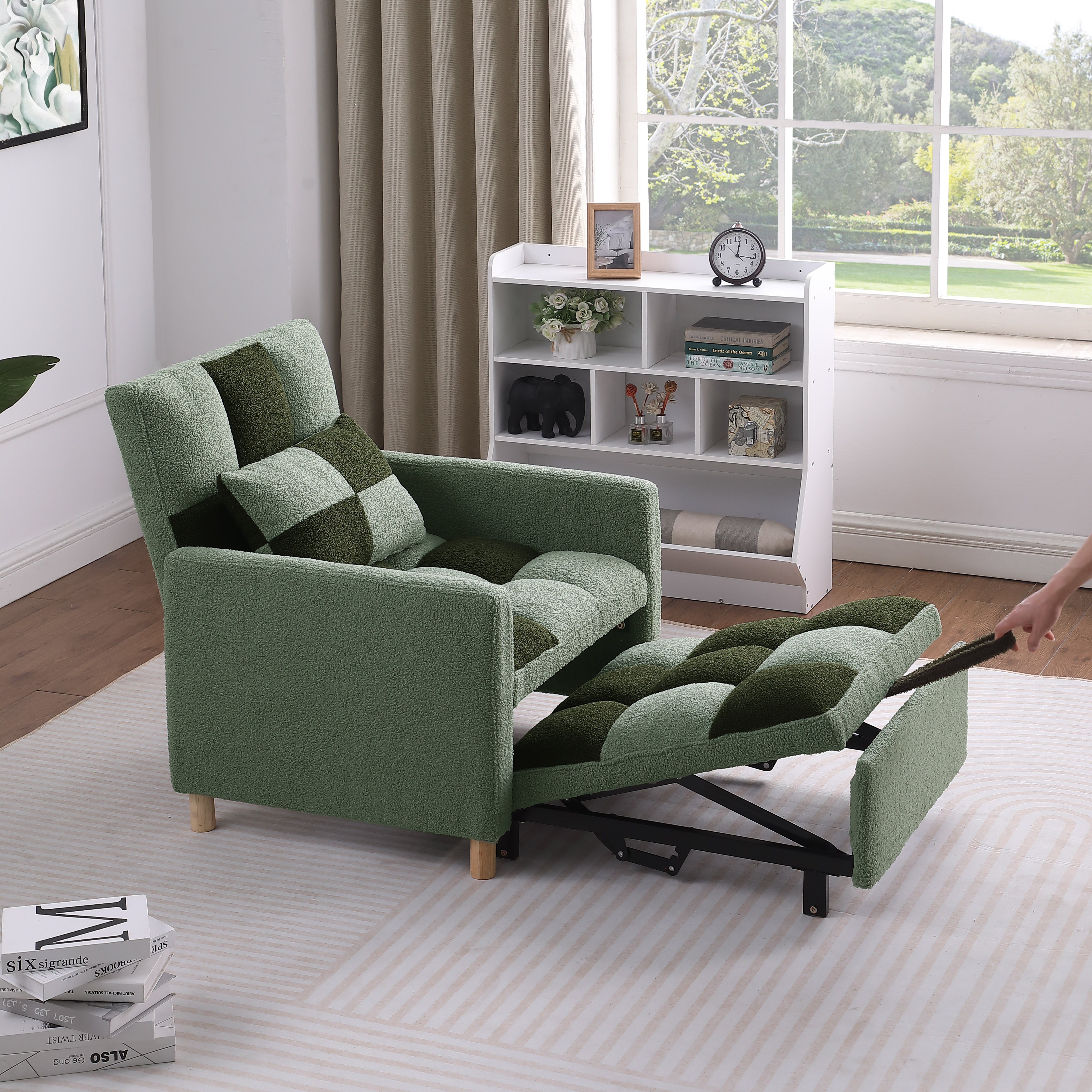 Convertible Sleeper Sofa Chair Bed, Adjustable Chair with Pillow, Multi-Functional Sleeper Chair with Soft Fabric for Living Room, Dorm, Apartment, Bedroom or Office