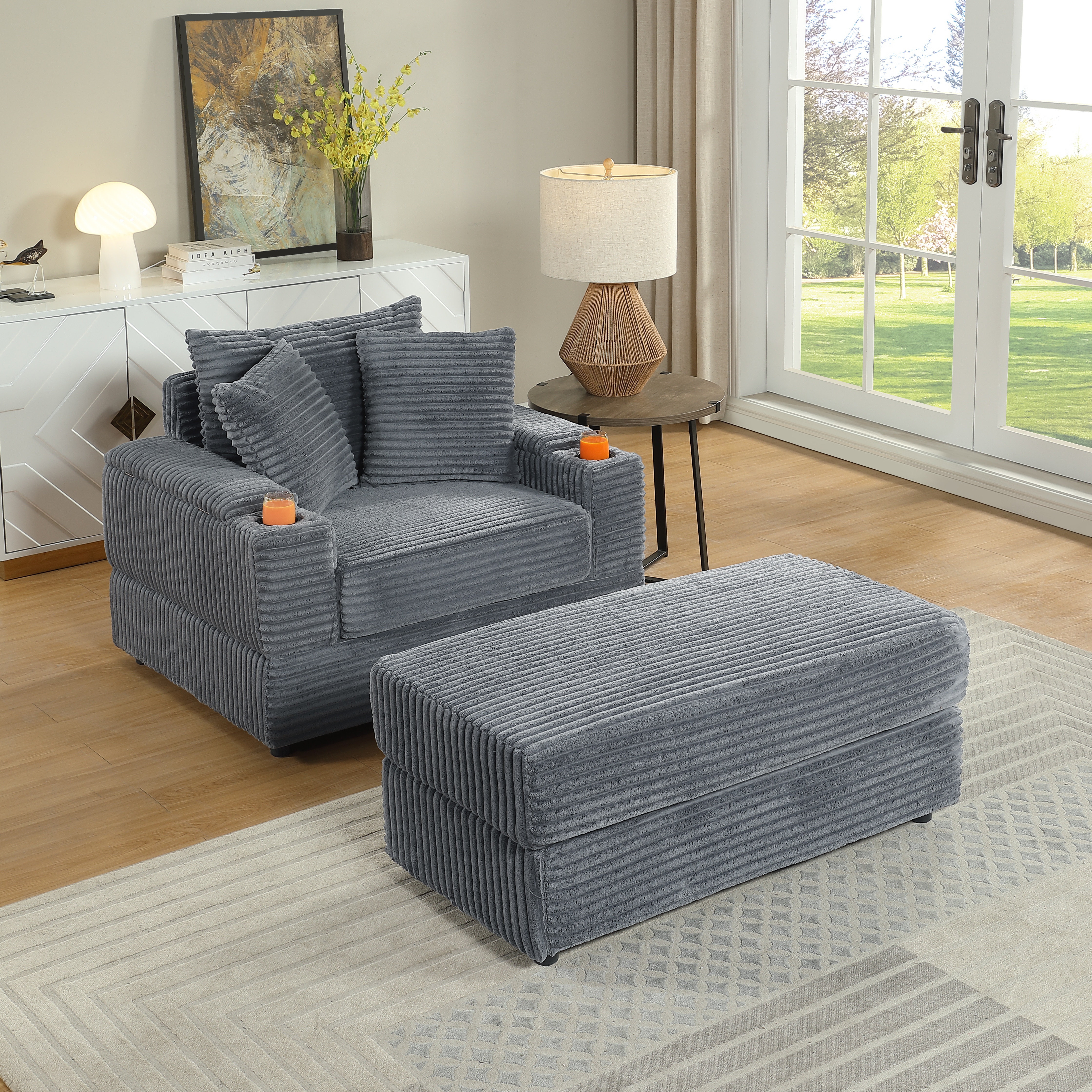 sofa With 2 toss pillows and a ottoman ,Comfy Sofa- Deep Seat Couch for Living Room sofa With 2 toss pillows and a ottoman ,Comfy Sofa- Deep Seat Couch for Living Room
