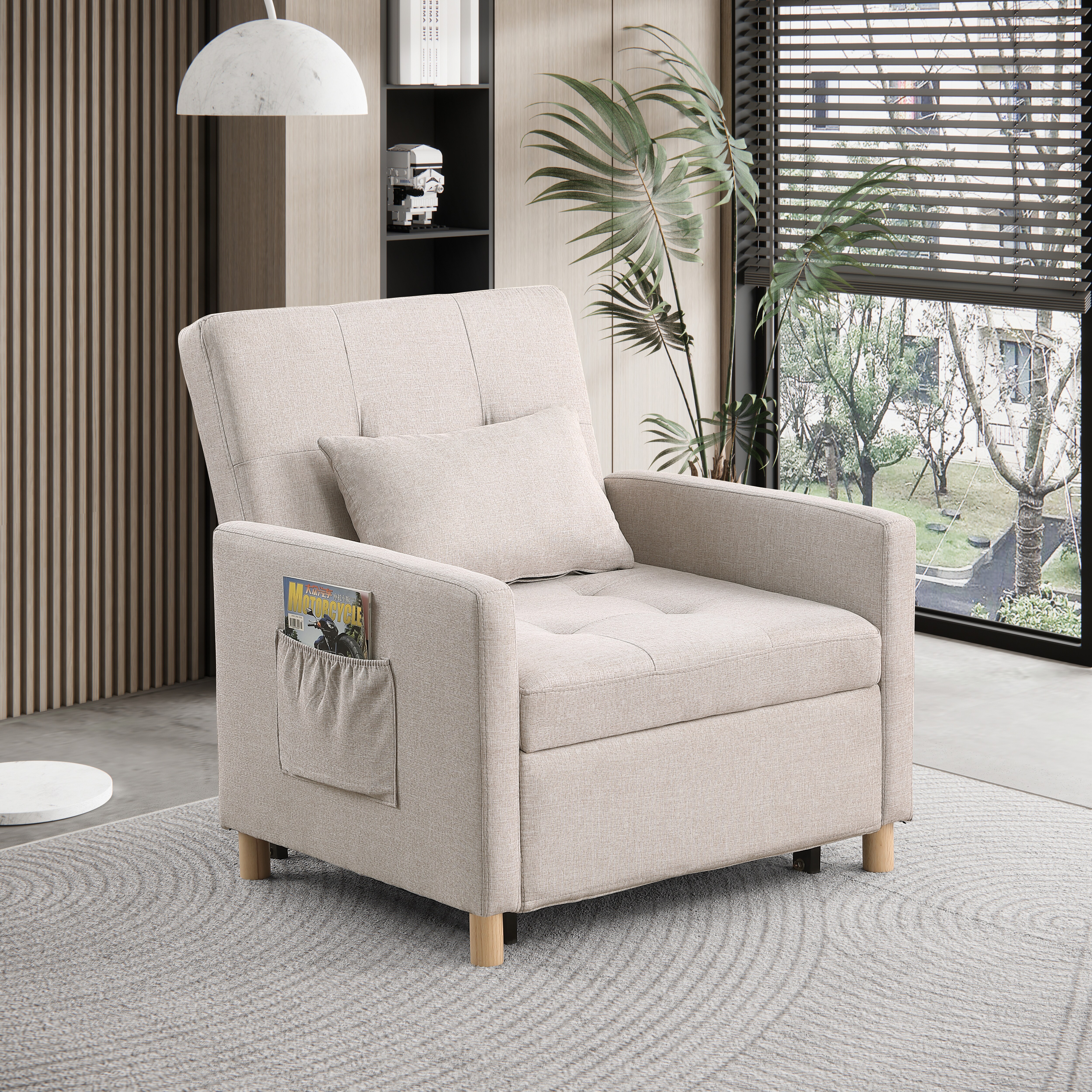 Convertible Sleeper Sofa Chair Bed, Adjustable Chair with Pillow, Multi-Functional Sleeper Chair with Soft Fabric for Living Room, Dorm, Apartment, Bedroom or Office Convertible Sleeper Sofa Chair Bed, Adjustable Chair with Pillow, Multi-Functional Sleeper Chair with Soft Fabric for Living Room, Dorm, Apartment, Bedroom or Office