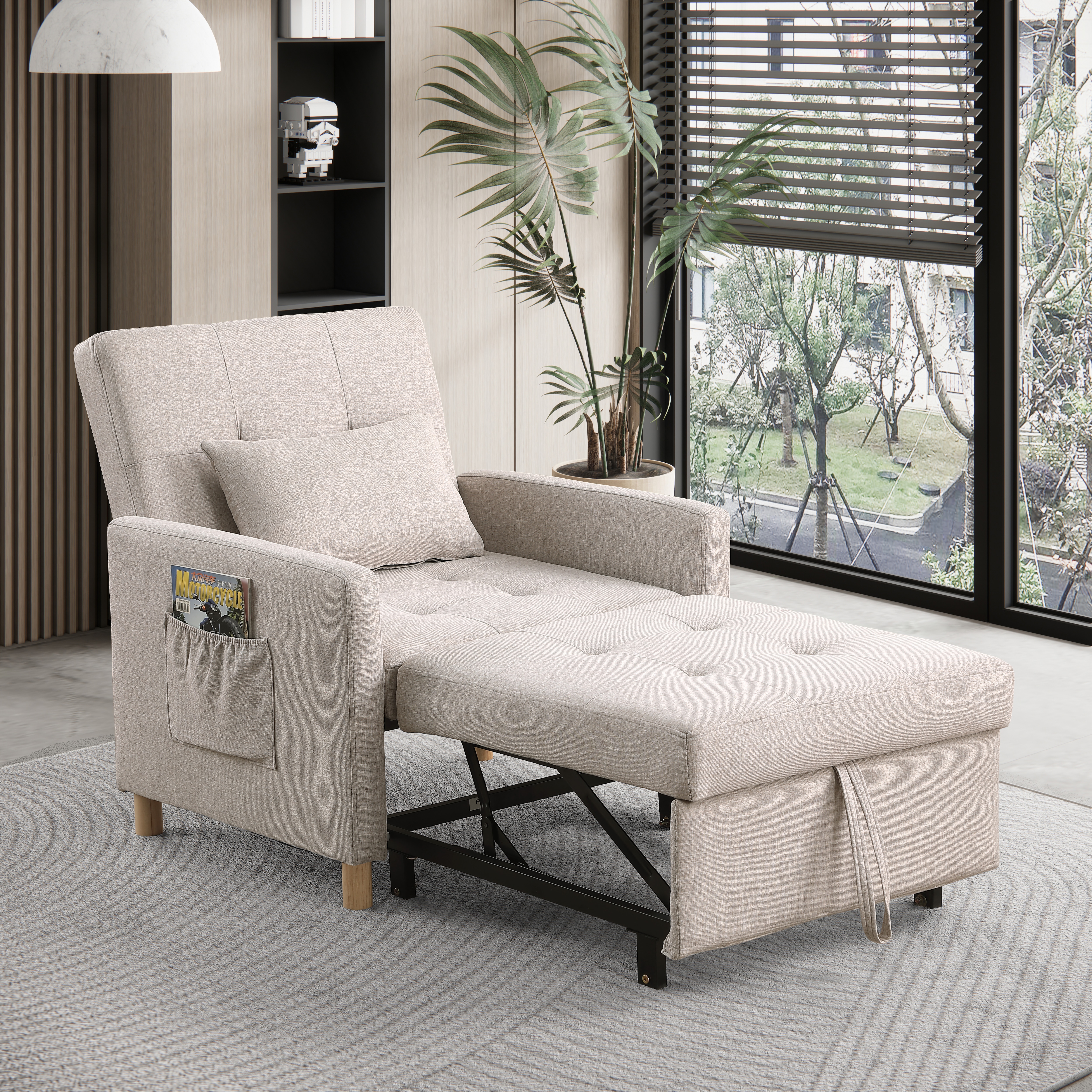 Convertible Sleeper Sofa Chair Bed, Adjustable Chair with Pillow, Multi-Functional Sleeper Chair with Soft Fabric for Living Room, Dorm, Apartment, Bedroom or Office Convertible Sleeper Sofa Chair Bed, Adjustable Chair with Pillow, Multi-Functional Sleeper Chair with Soft Fabric for Living Room, Dorm, Apartment, Bedroom or Office