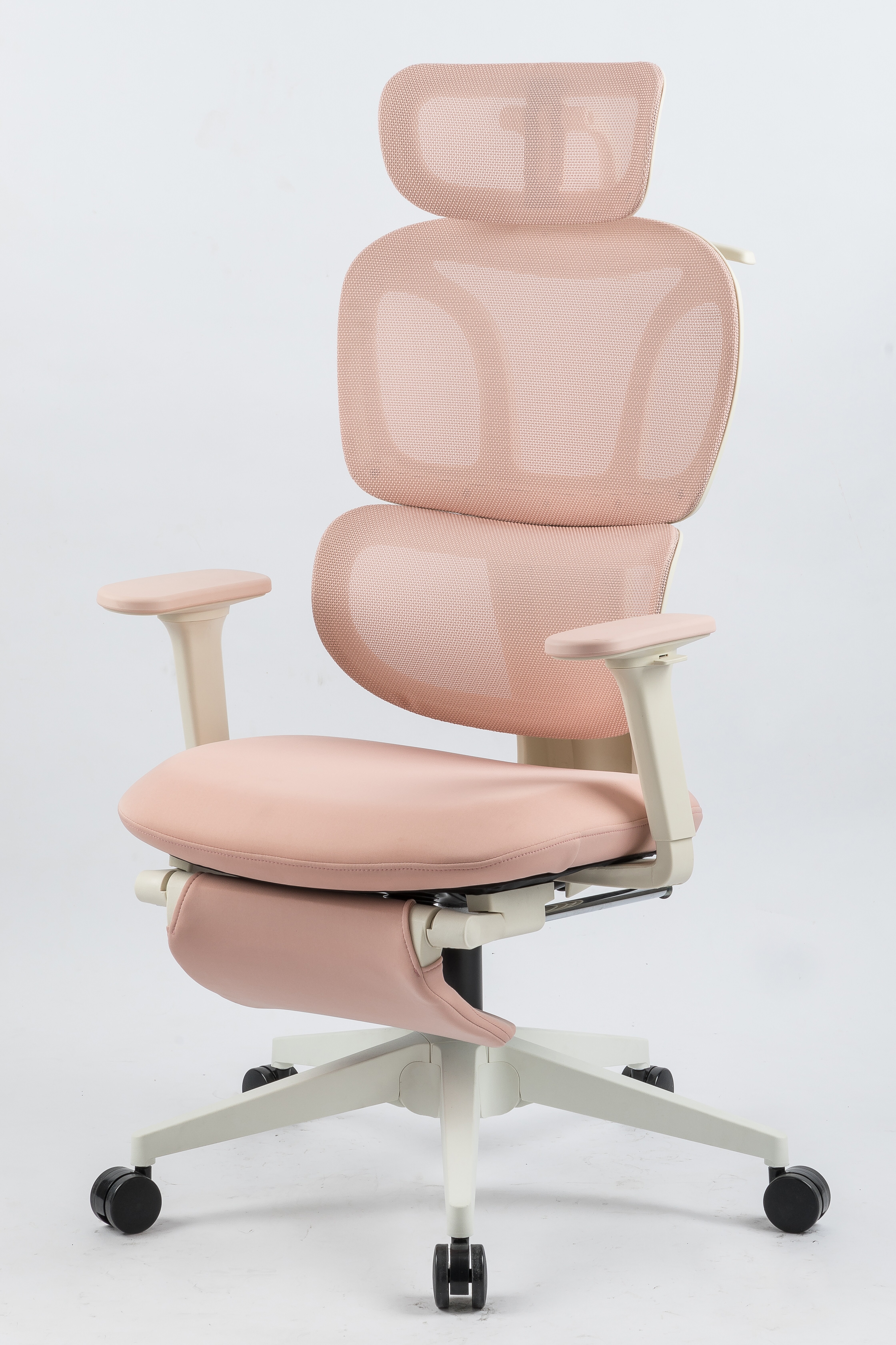 Ergonomic Office Chair With Footrest, High Back Computer Office Chair With Dynamic Lumbar Support, 2D Headrest, 2D Armrest, Sponge Seat, Mesh Home Office Desk Chair For Adults, Pink_voghion.com