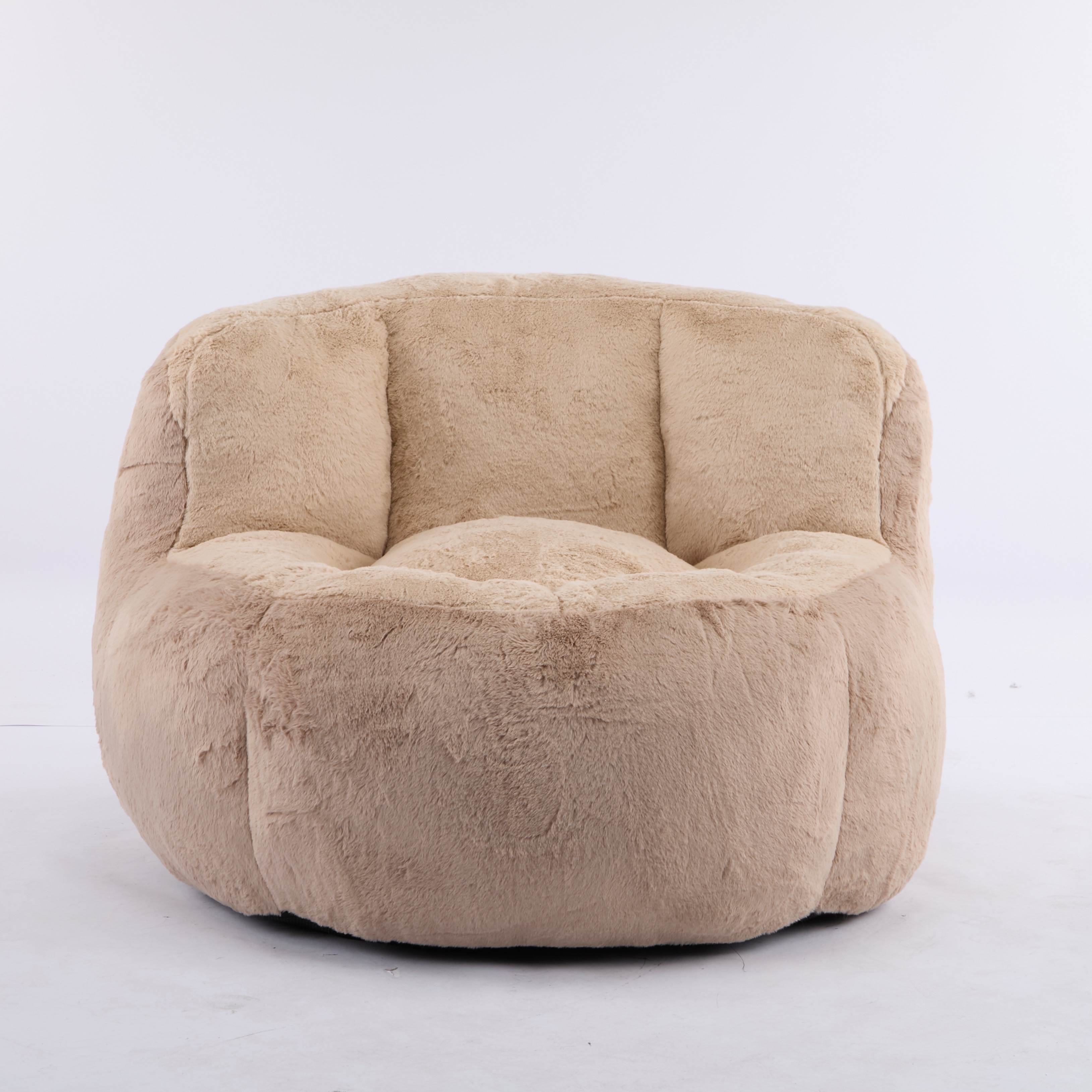 Oversized Bean Bag Chairs,Multicolor Fur Couch Filled With Shredded Sponge,Large Lounger Sofa For Living Room,No Assembly Required ,Brown+Camel_maomaolike.com