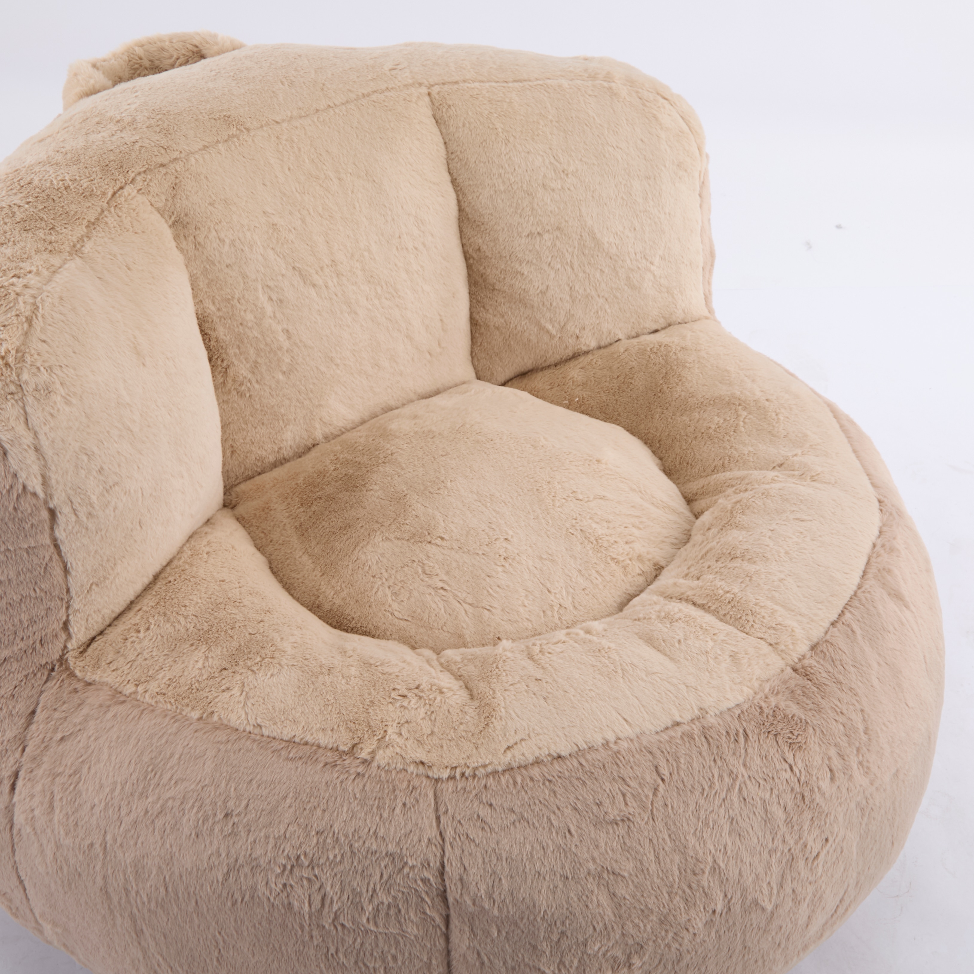 Oversized Bean Bag Chairs,Multicolor Fur Couch Filled With Shredded Sponge,Large Lounger Sofa For Living Room,No Assembly Required ,Brown+Camel_maomaolike.com