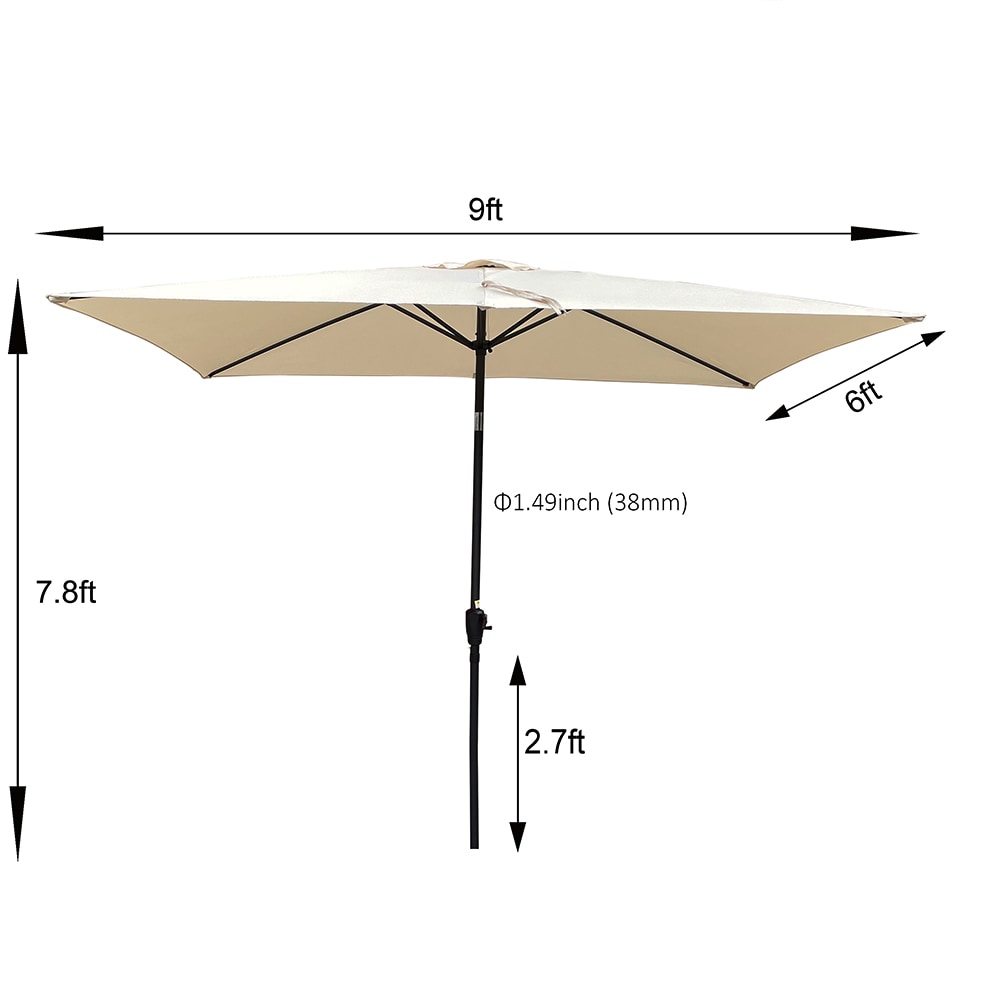 6 X 9ft Patio Umbrella Outdoor Waterproof Umbrella With Crank And Push Button Tilt Without Flap For Garden Backyard Pool Swimming Pool Market_voghion.com