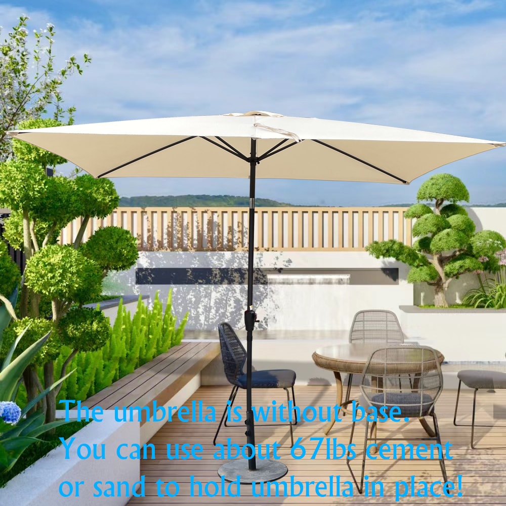 6 X 9ft Patio Umbrella Outdoor Waterproof Umbrella With Crank And Push Button Tilt Without Flap For Garden Backyard Pool Swimming Pool Market_voghion.com